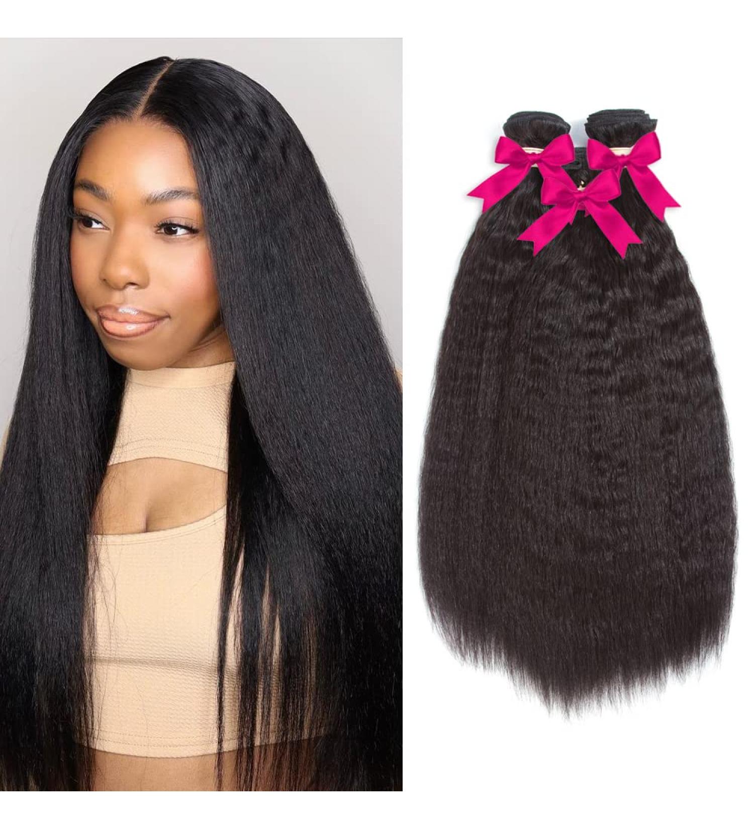 Kerriana 20 22 24 Inch Kinky Straight Bundles - 100% Unprocessed Brazilian Human Hair for Black Women - Buy Online on GoSupps.com