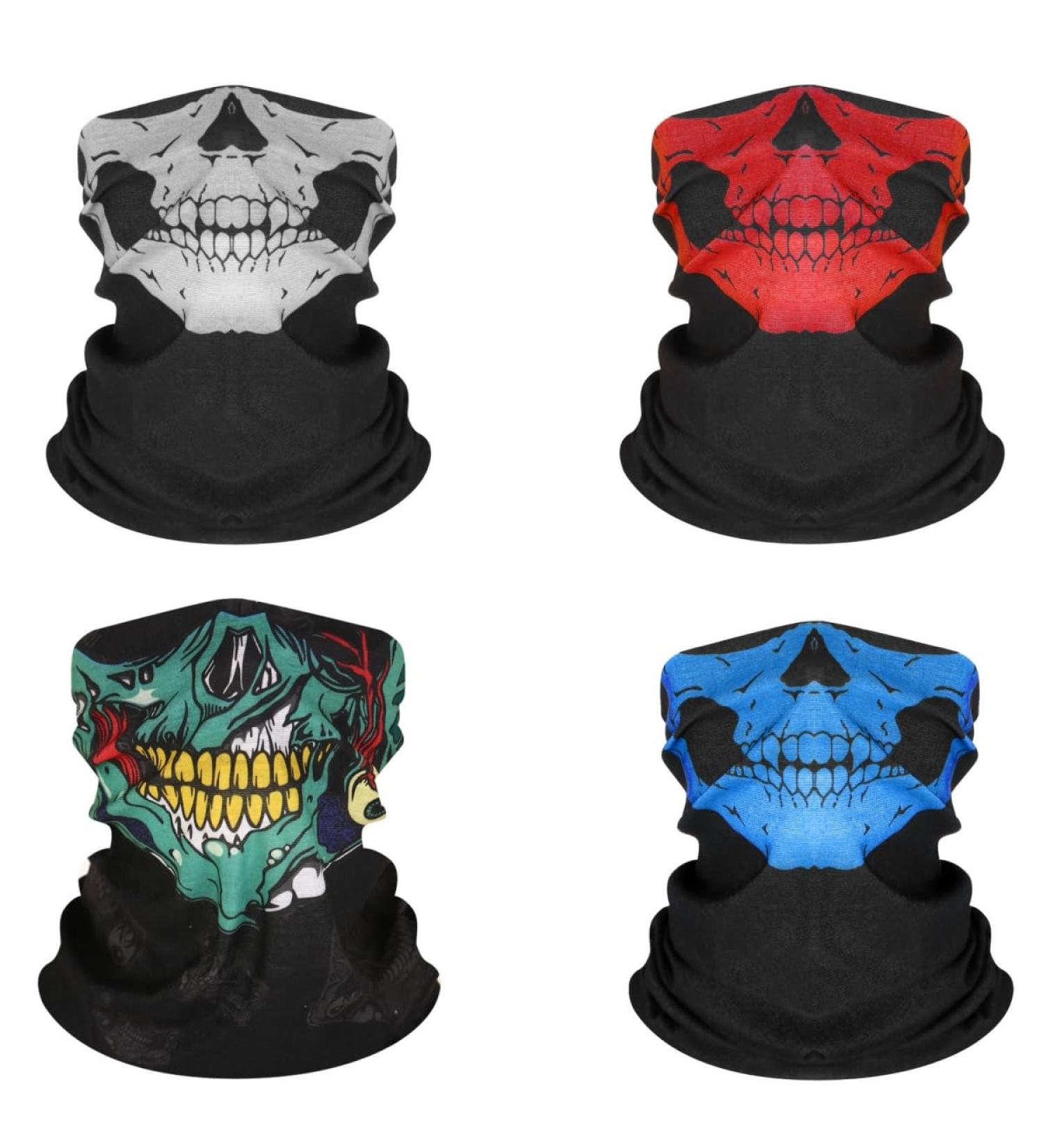 Qhflashbuy Skull Mask - 4-Piece Storm Hoods for Motorcycle Ski & Halloween | Unisex Multifunctional Cloth Face Mask - Buy Online on GoSupps.com