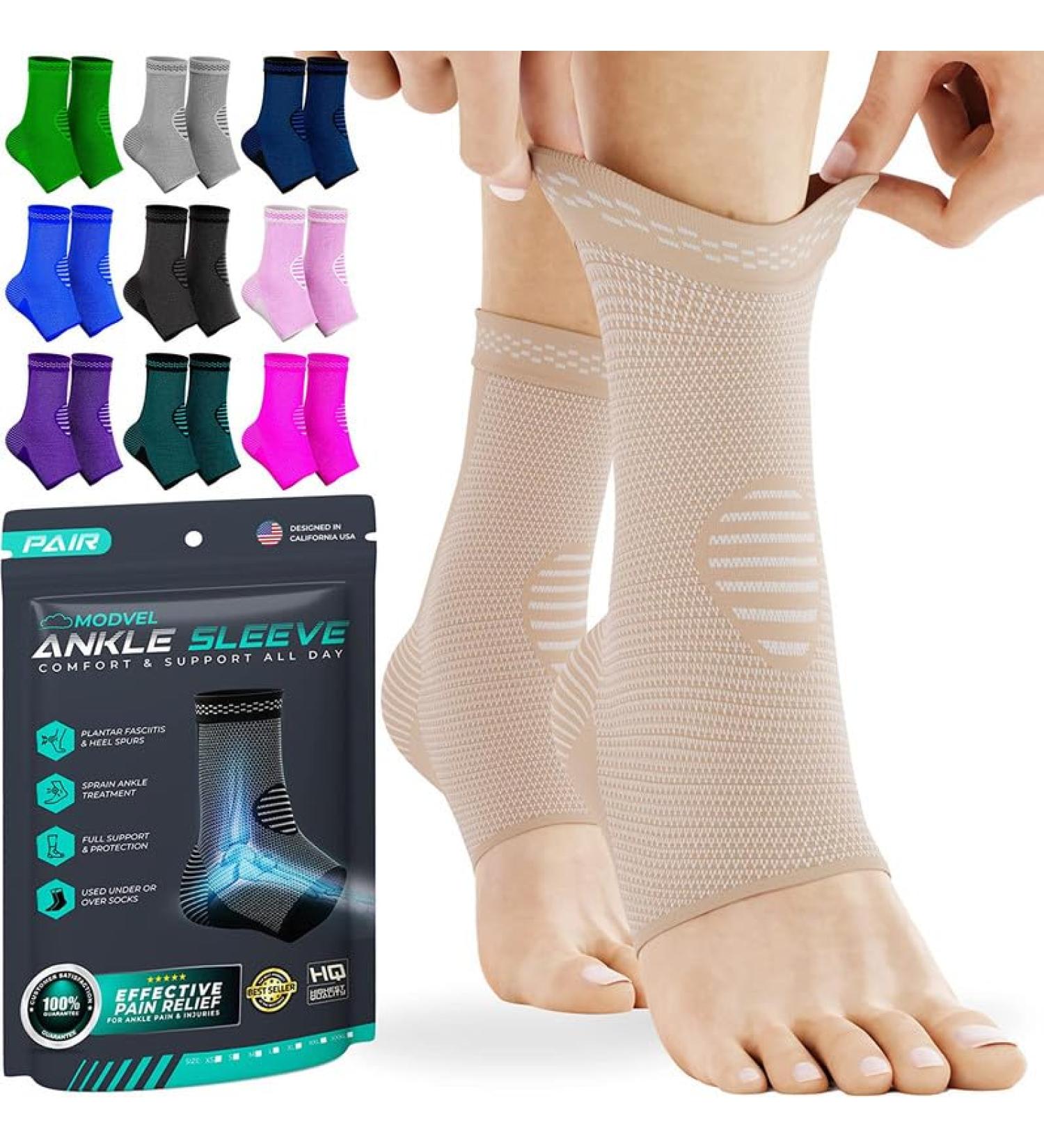 Modvel Foot & Ankle Brace Socks - Compression Sleeve for Sprains Tendonitis & Arthritis - Unisex Ankle Support for Sports & Recovery - Buy Online on GoSupps.com