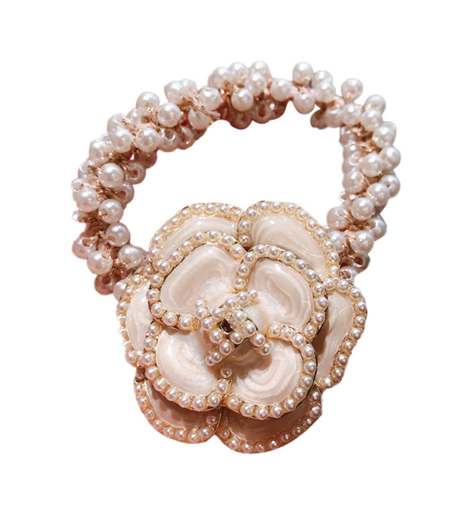 minkissy Hair Ring Camellia Hair Rope Flower Hair Band Bowknot Hair Pearl Ponytail Holder Crystal Bow Hair Band Hair Ties for Women Elastic Hair Bands Child Bracelet Girl Cotton Linen White - Buy Online on GoSupps.com