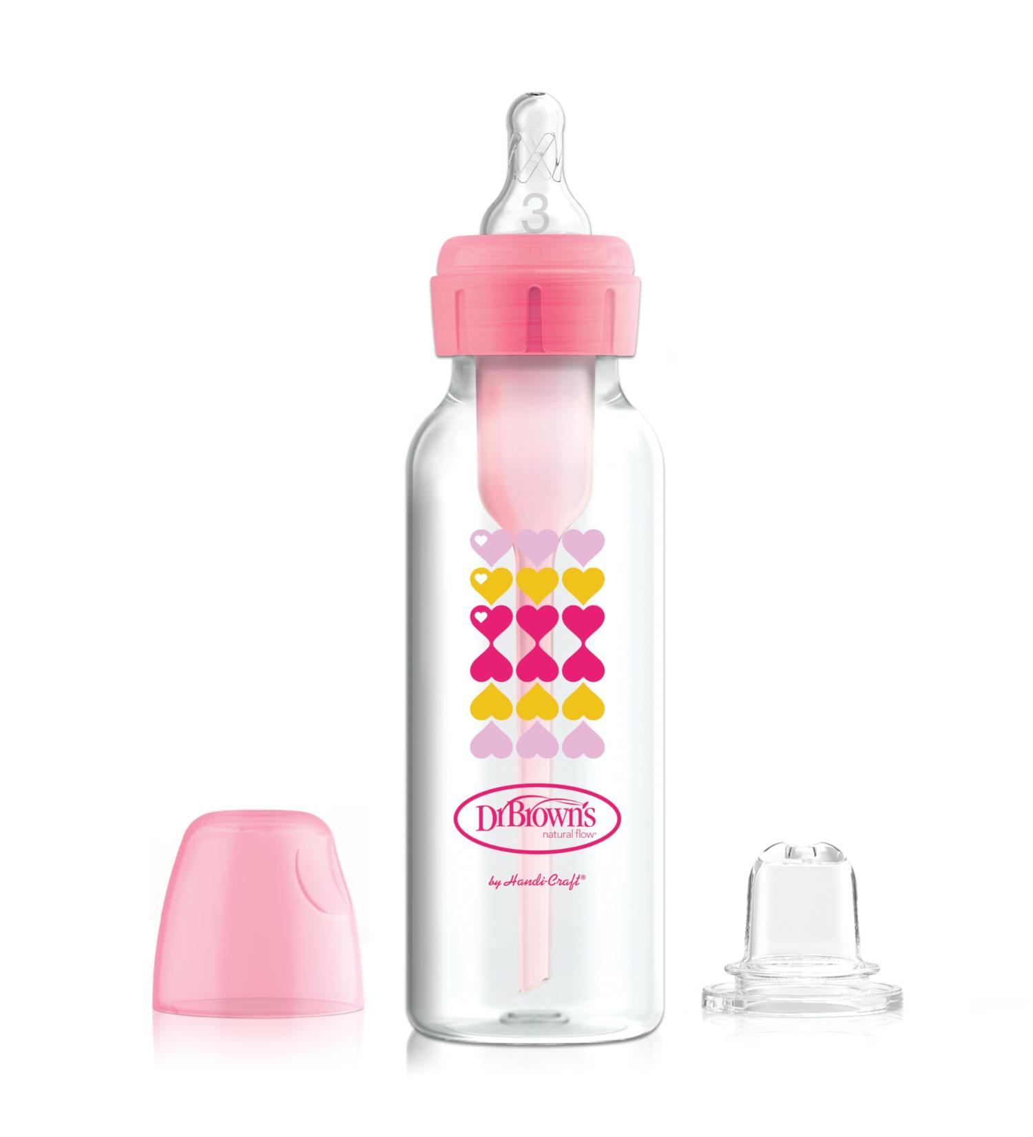Dr. Brown's Options+ Narrow Bottle to Sippy Baby Bottle Start Kit Pink 8 Ounce 8 oz Narrow Neck Start Kit Pink - Buy Online on GoSupps.com
