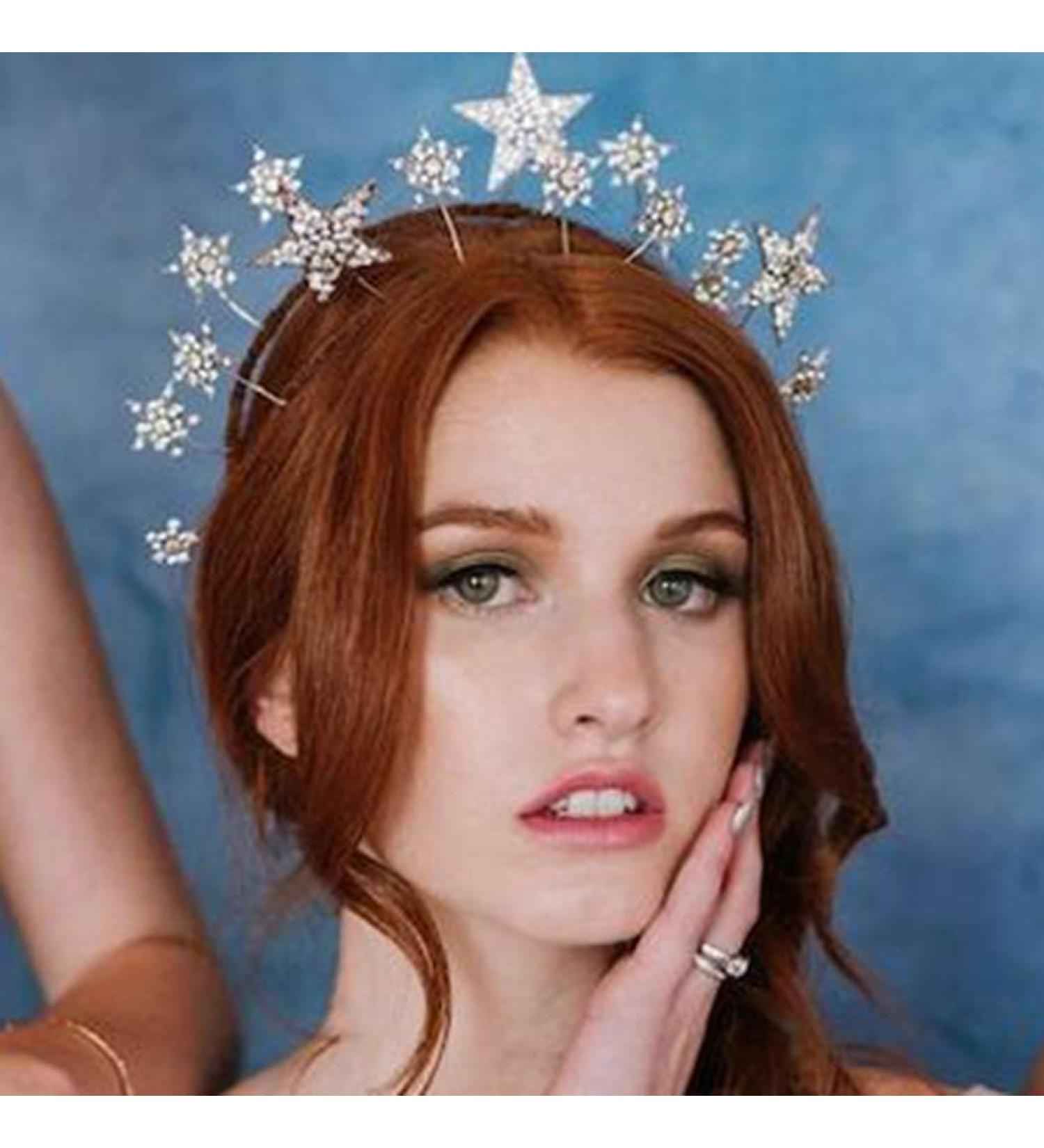 Generse Star Headband Rhinestone Hair Band Birthday Party Costume Hair Hoop Glitter Hair Accessories for Women and Girls - Buy Online on GoSupps.com