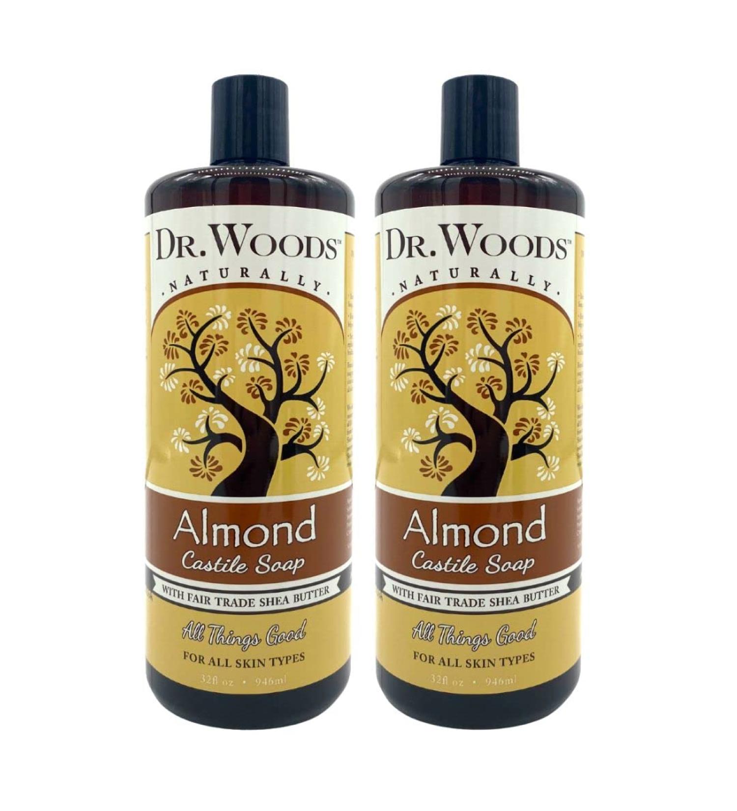 Dr. Woods Almond Castile Soap with Organic Shea Butter - 32 oz (Pack of 2) - Buy Online on GoSupps.com