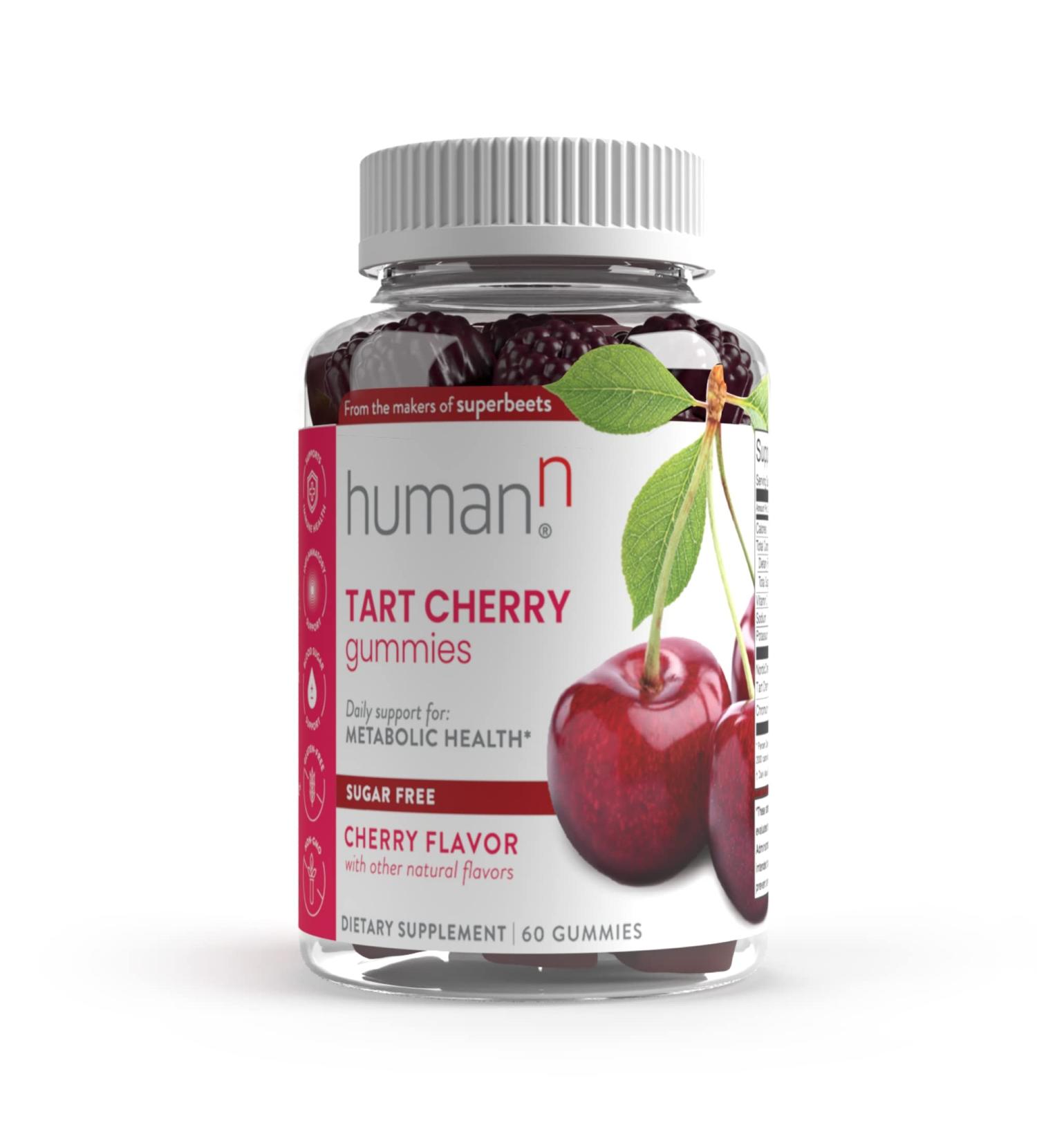 HumanN Tart Cherry Gummies - Uric Acid & Immunity Support - Doctor Formulated for Inflammation & Metabolic Health - Powerful Antioxidant, Non-GMO - 60 Sugar-Free Vegan Gummies - Buy Online on GoSupps.com