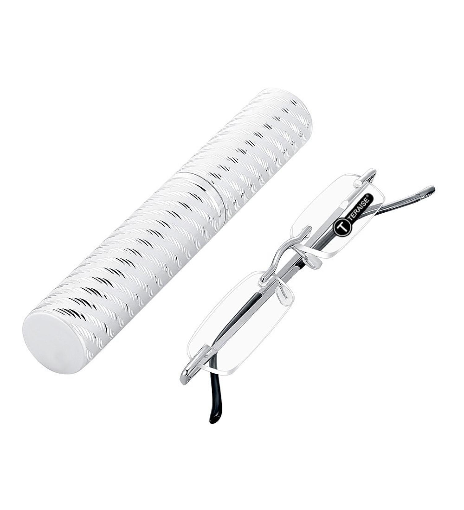 TERAISE Upgrade Lightweight Frameless Reading Glasses for Men and Women - Clear Lens Readers w/Pen Clip Tube Case (2.0X) - International Shipping Available - Buy Online on GoSupps.com