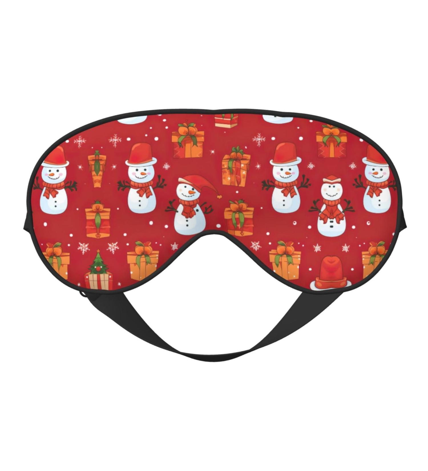 Xmas Gift Snowman Print Sleep Eye Mask | Soft Unisex Eye Shade for Travel Yoga & Shift Work - Buy Online on GoSupps.com