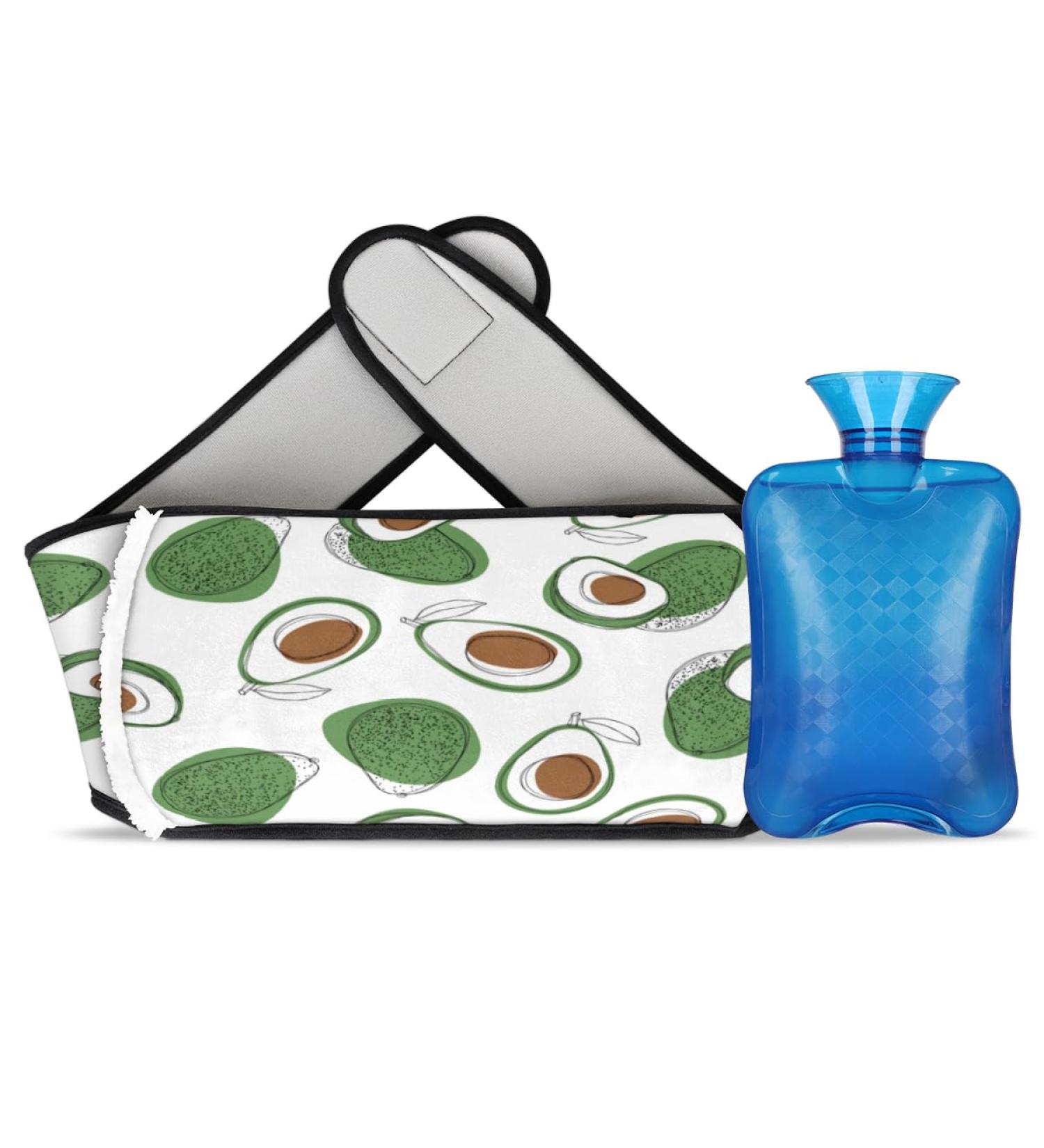Heat Bottle with Plant Motif - Avocado Texture Soft Waist Cover Ideal for Hands Shoulders Legs Back & Neck | Perfect Warm Water Bag - International Shipping Available - Buy Online on GoSupps.com