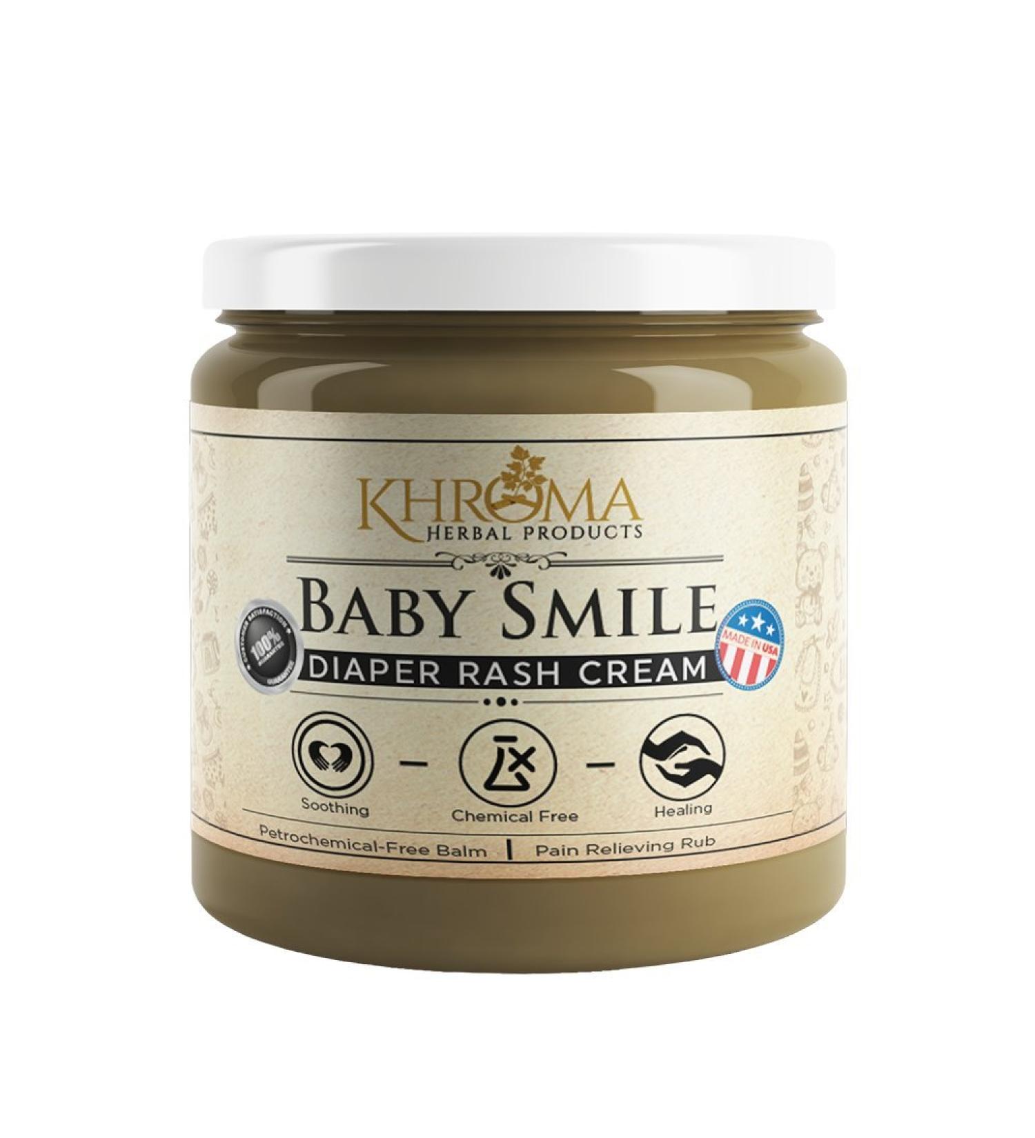Baby Smile - Organic Soothing Diaper Rash Cream - 2 oz in Glass Bottle - with Lavender  Calendula Flowers  Shea Butter