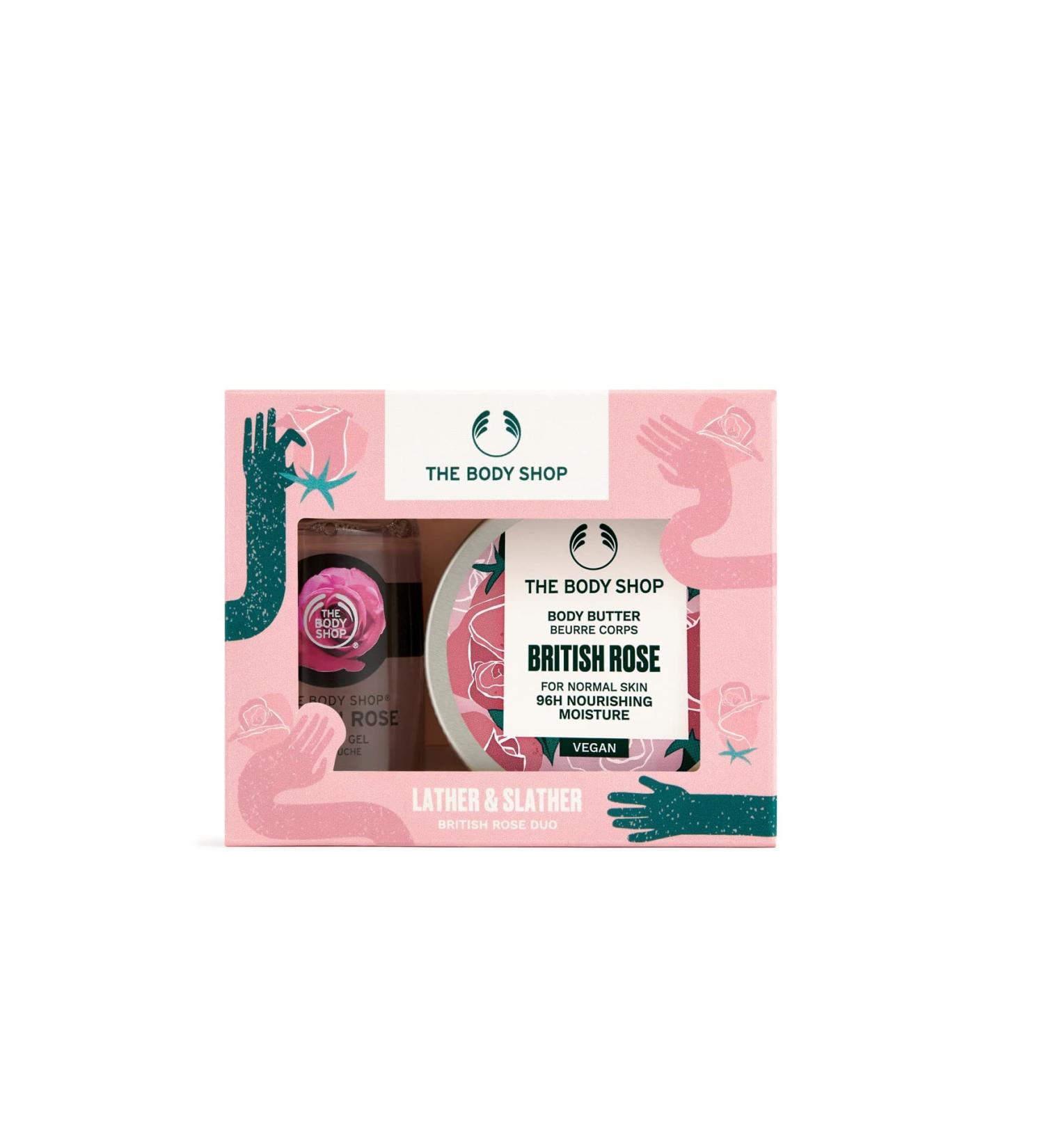 The Body Shop Lather & Slather British Rose Duo Gift Set - Vegan Formula for Normal Skin - Buy Online on GoSupps.com
