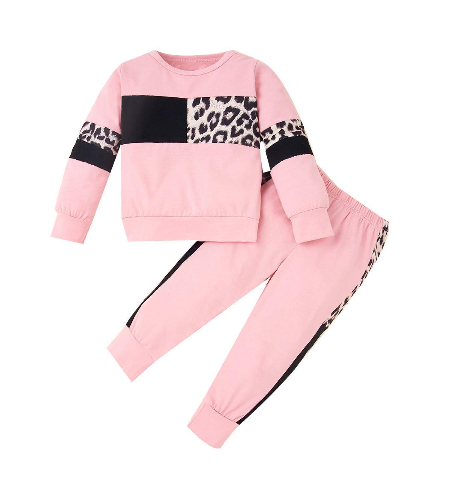 ZOEREA Baby Girl Leopard Sweatshirt Top + Harem Pants Set 3-4 Years Pink - Buy Online on GoSupps.com