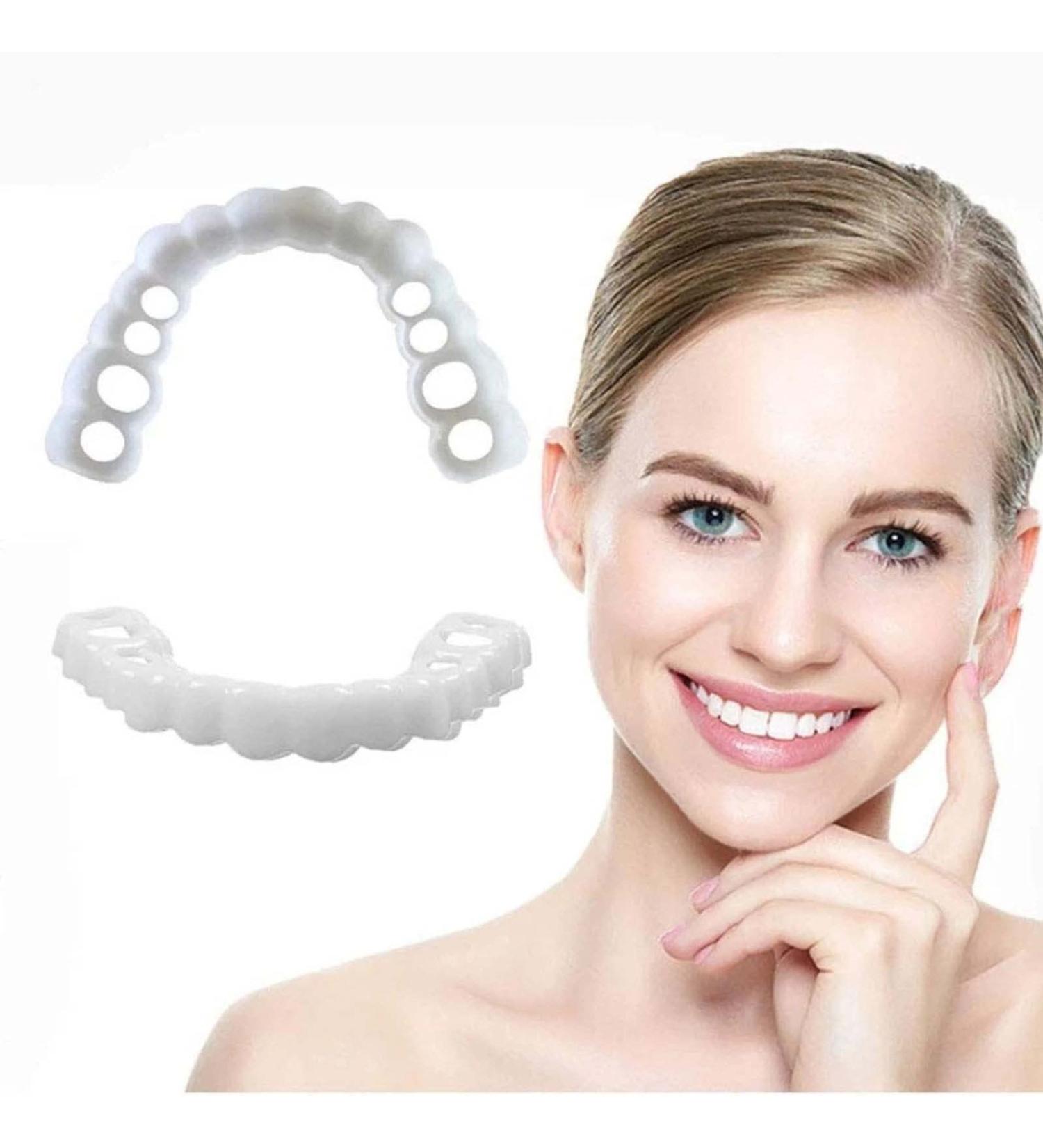 FCcassiel 2 PCS Fake Teeth Set - Upper & Lower Silica Gel Braces for Natural Shaping - Multicolor - Buy Online on GoSupps.com