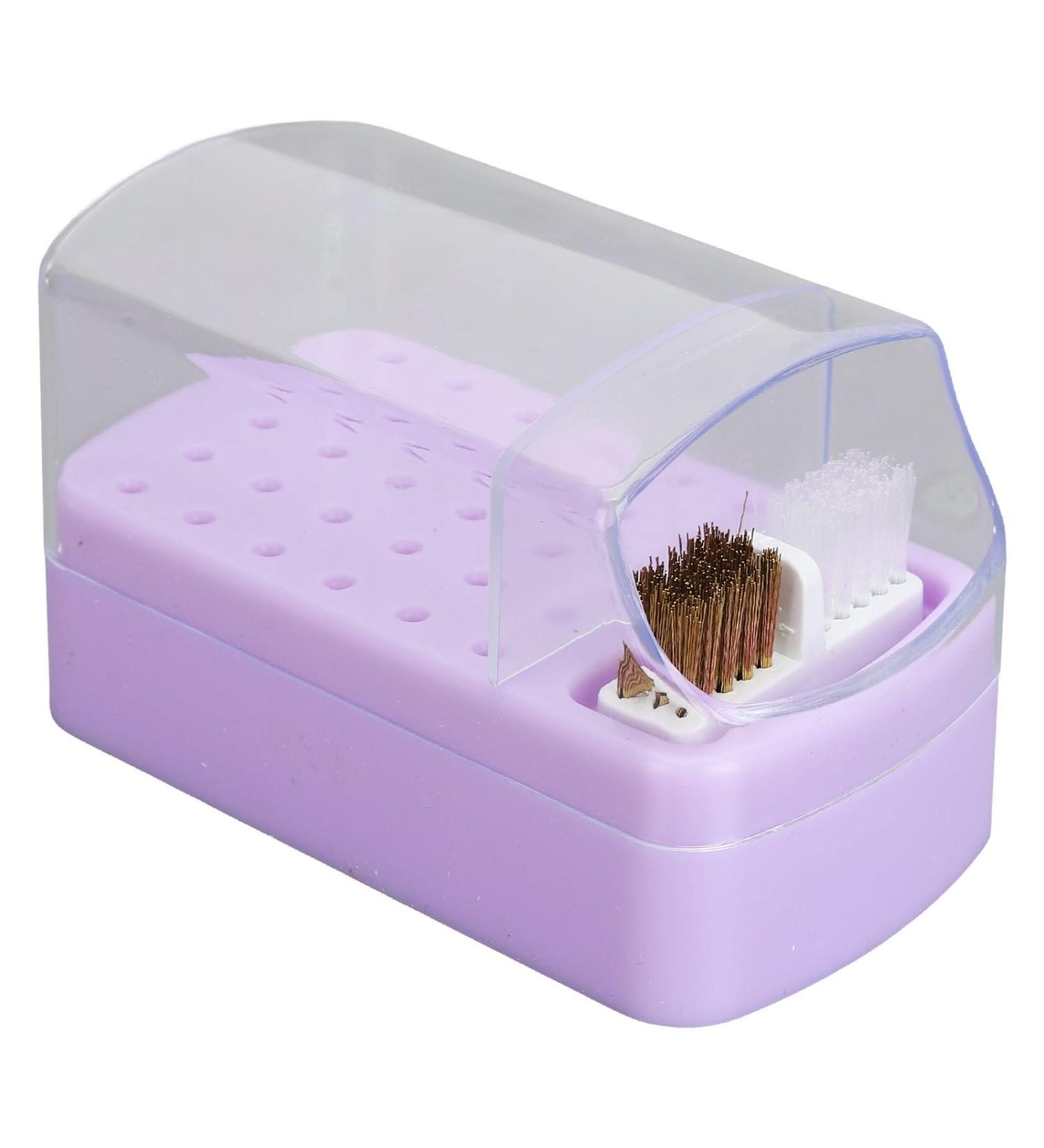 30 Deep Holes Dust Proof Organizer with Sturdy Base & Cleaning Brush Portable Nail Drill Bits Holder for On The Go Use (Purple) - Buy Online on GoSupps.com