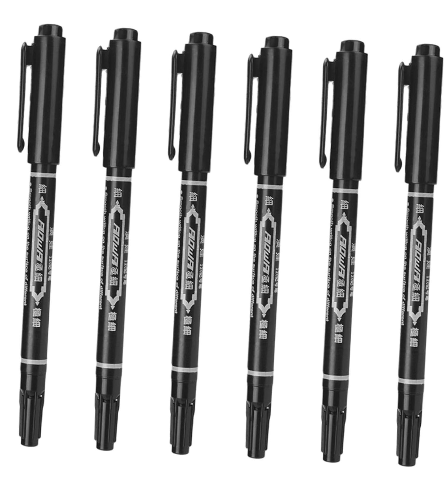 Mipcase 6pcs Eyebrow Marker Pen Waterproof Eyebrow Pencil Piercing Marking Pen Useful Pen Bicuspid 13.9x1.8cm Black - Buy Online on GoSupps.com