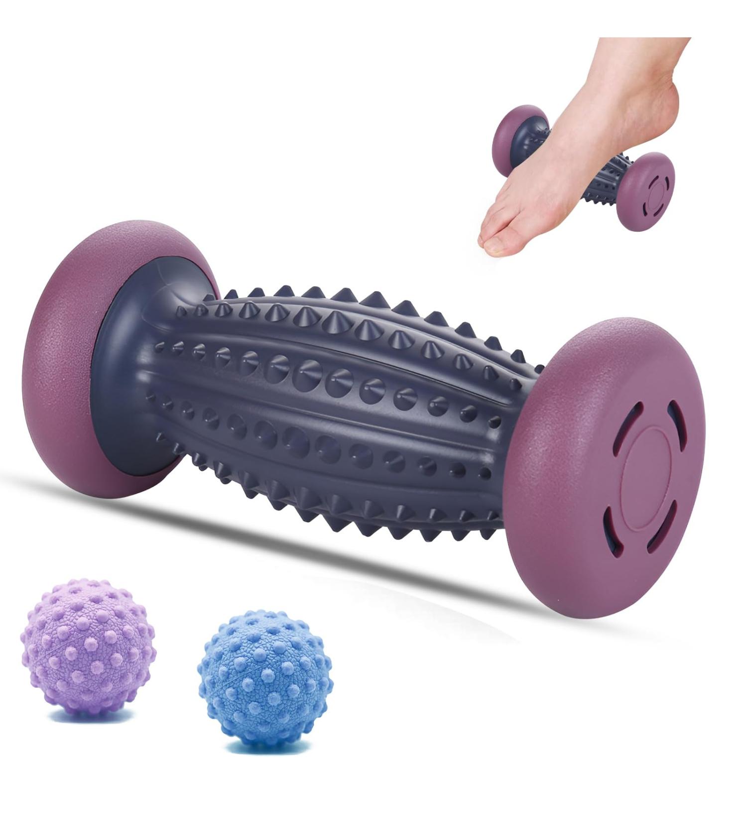 Zsmjaer 3-Part Foot Massage Set - Hedgehog Ball Oval Roller & Massage Balls for Fascia Relief & Relaxation - Perfect for Feet Hands Arms Neck (Purple) - Buy Online on GoSupps.com