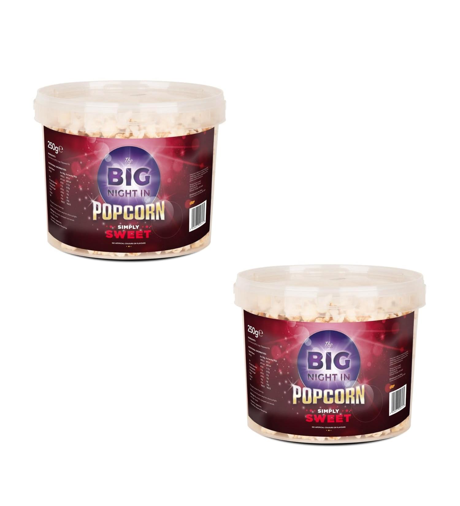 Biig Night In Popcorn Tub - Sweet - Have a Movie Night And Tuck Into This Huge Tub Of Popcorn - Pack of 2