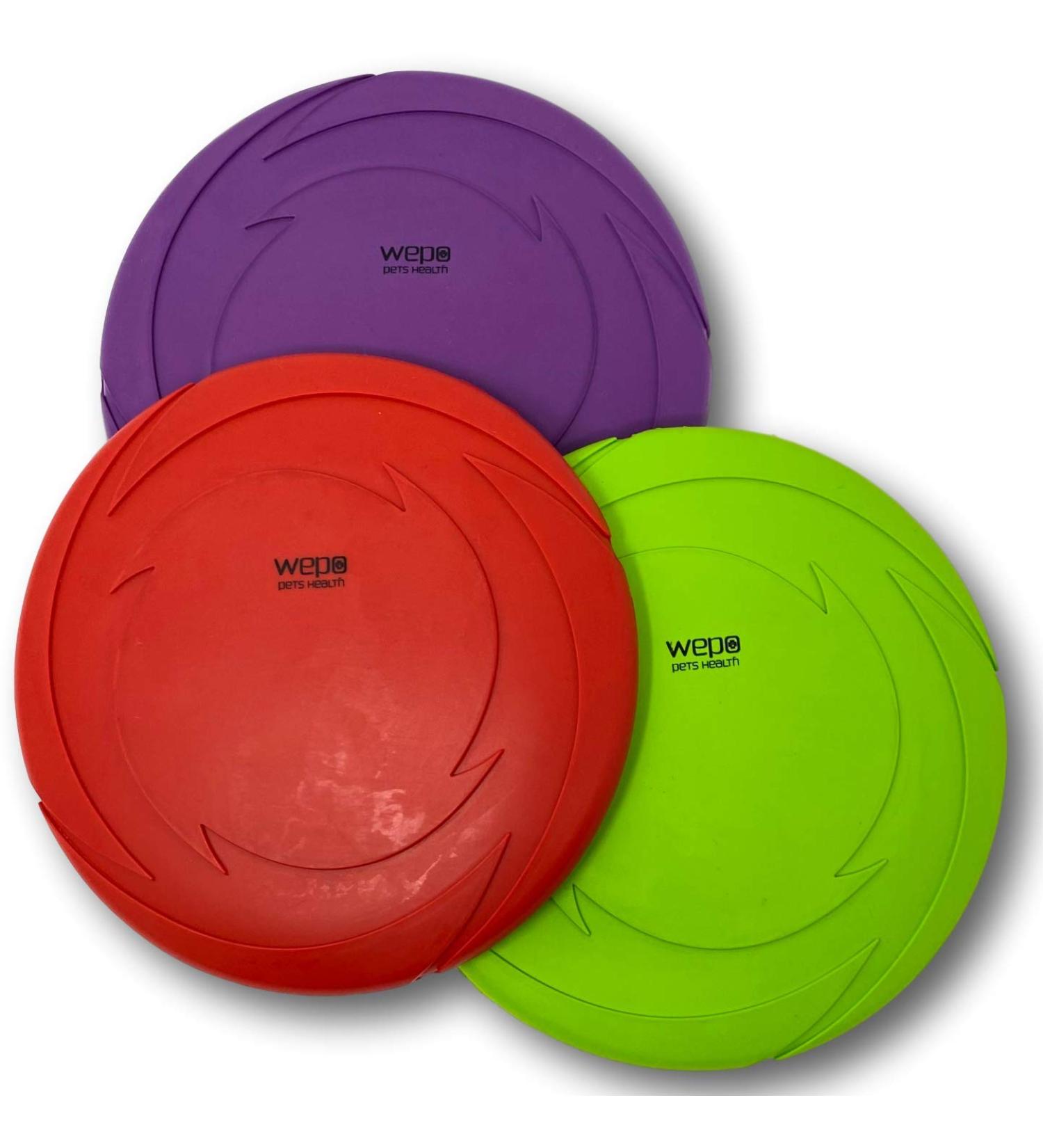 Wepo Frisbee Dog Toy Set - 18cm | Water-Resistant Training Toys for Big Dogs | Durable Red/Purple/Green Discs for Outdoor Play & Training - Buy Online on GoSupps.com