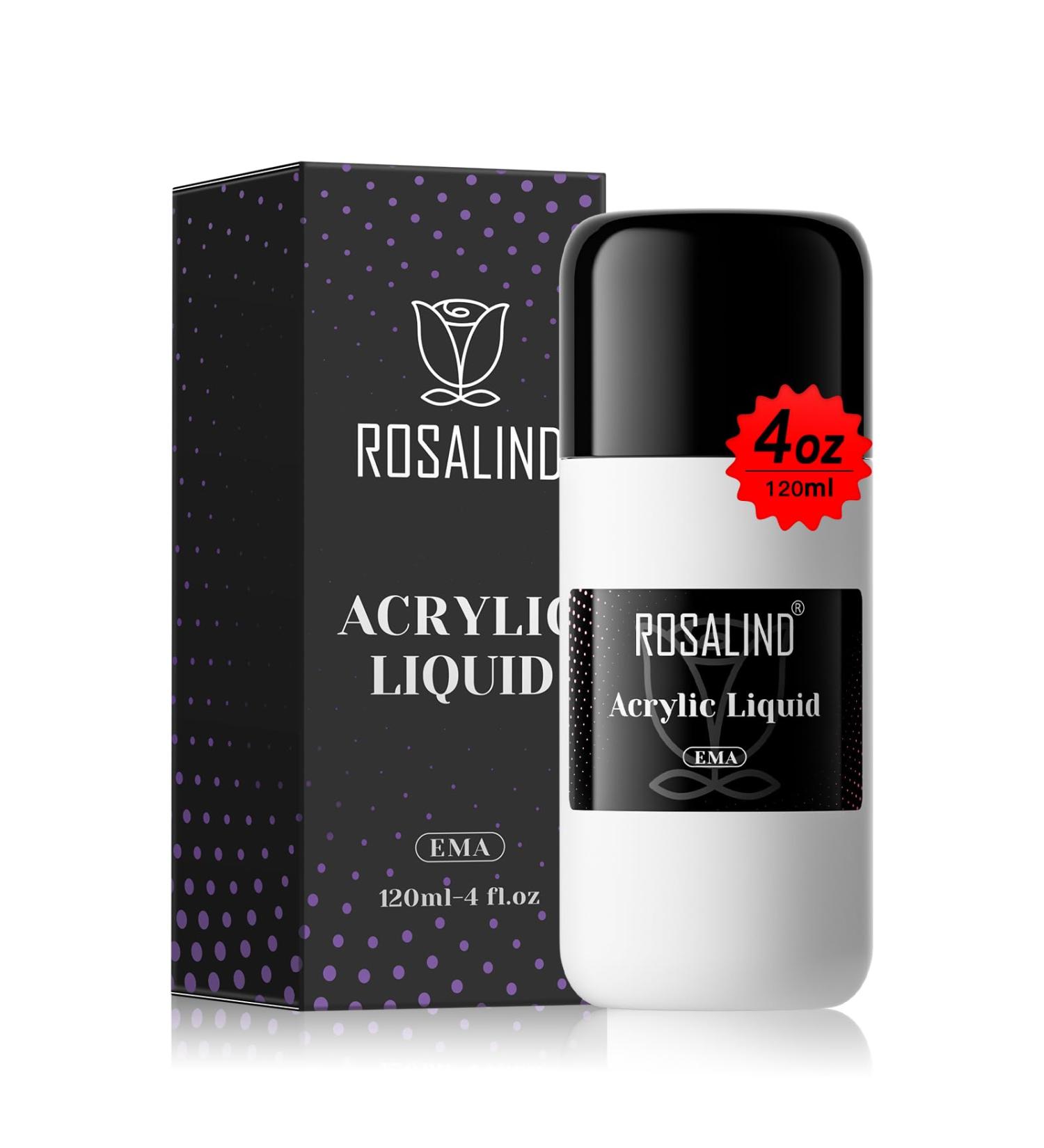 ROSALIND 120ml Monomer Acrylic Liquid | Professional Anti-Stick System for Easy DIY Acrylic Nail Extensions | Clear Acrylic Powder Compatible - Buy Online on GoSupps.com