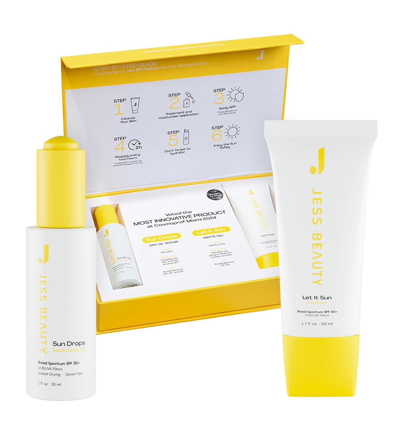 JESS BEAUTY | Sun Safe Face Sunscreen Set SPF 50+ & Sun Drops SPF 30+ | Best Skincare for Sun Protection - Buy Online on GoSupps.com