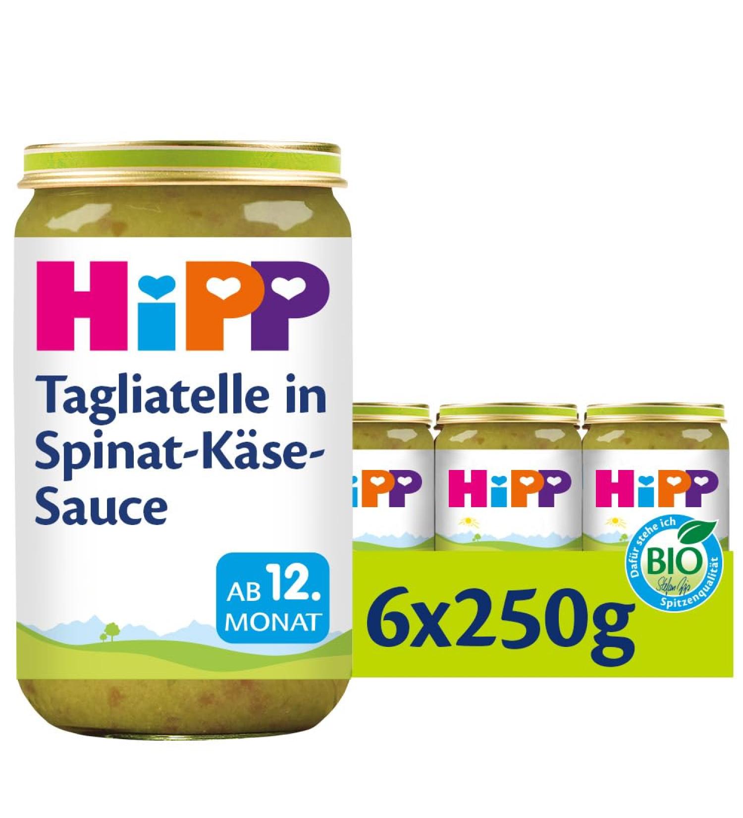Hipp Pasta Bambini Tagliatelle with Spinach & Cheese Sauce - 6 Pack (6 x 250g) - Organic Baby Food for International Shipping - Buy Online on GoSupps.com
