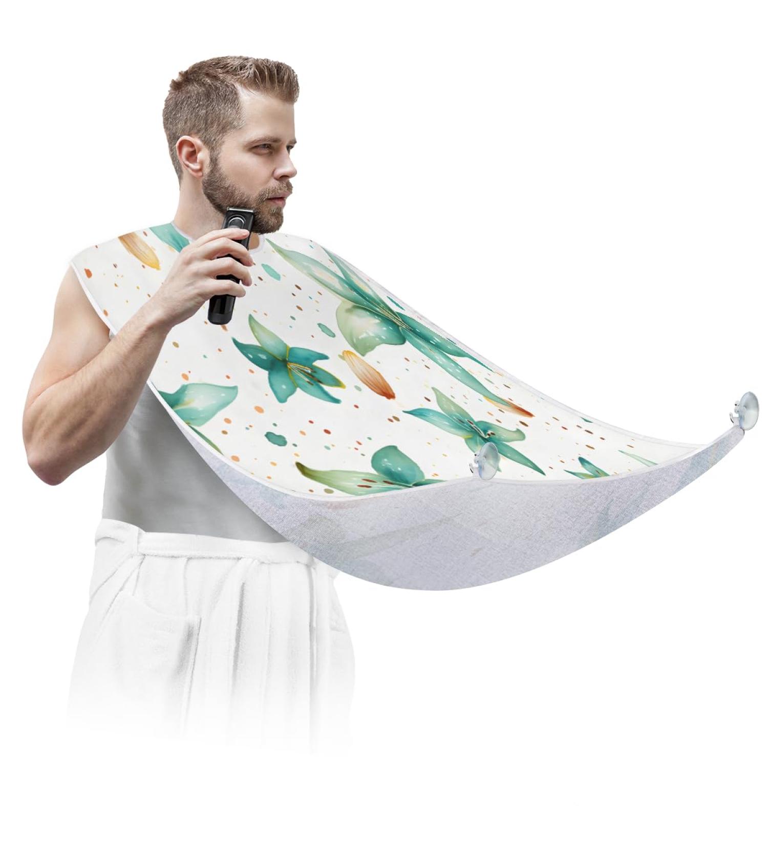 Tropical Flower Beard Bib Apron - Premium Beard Hair Catcher for Men | Perfect Father's Day & Christmas Gift for Dad & Husband - Buy Online on GoSupps.com