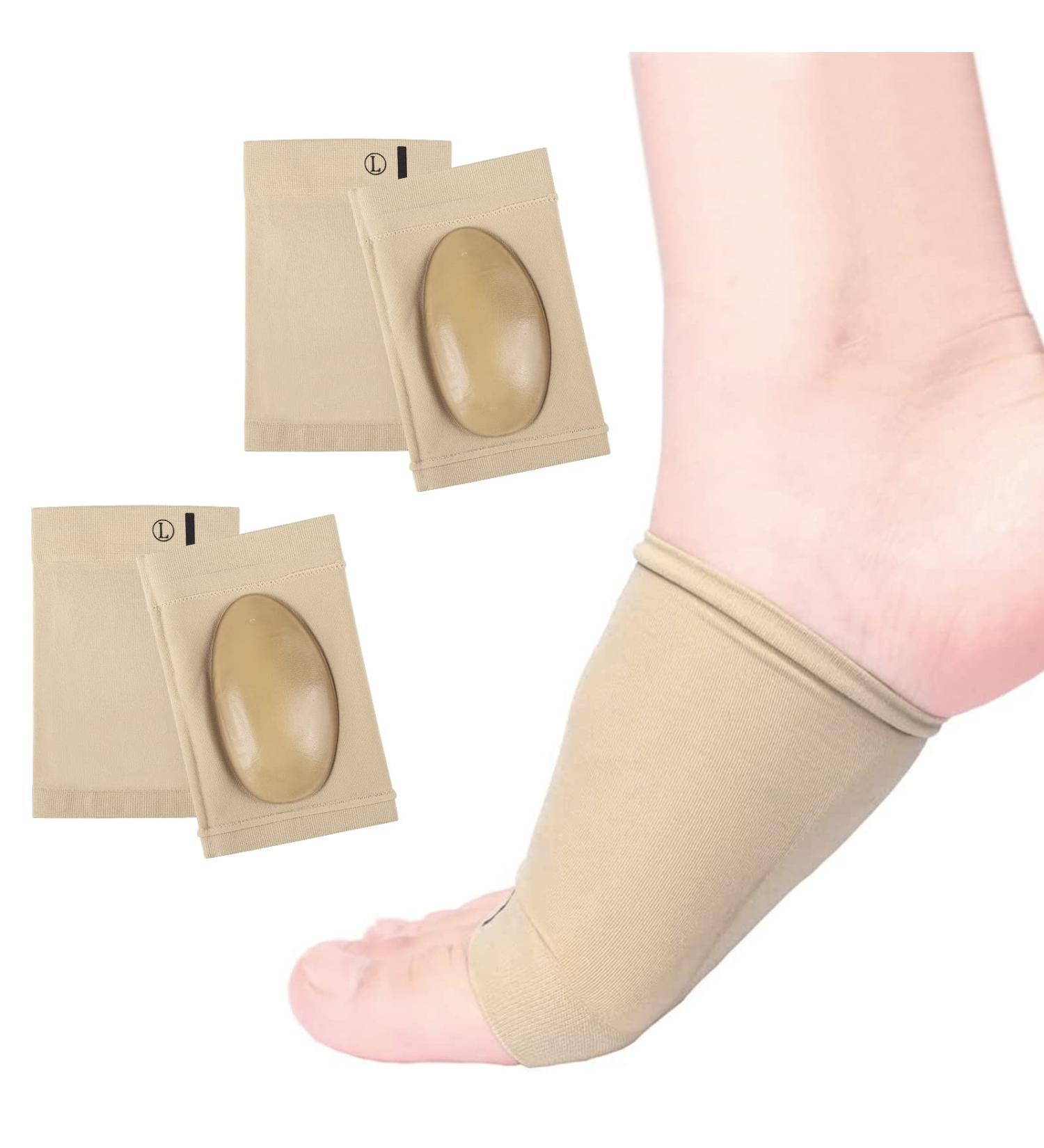 Compression Arch Support Sleeves with Gel Pad - Plantar Fasciitis Relief for Flat Feet and Fallen Arches - Universal Size (Beige) - Buy Online on GoSupps.com