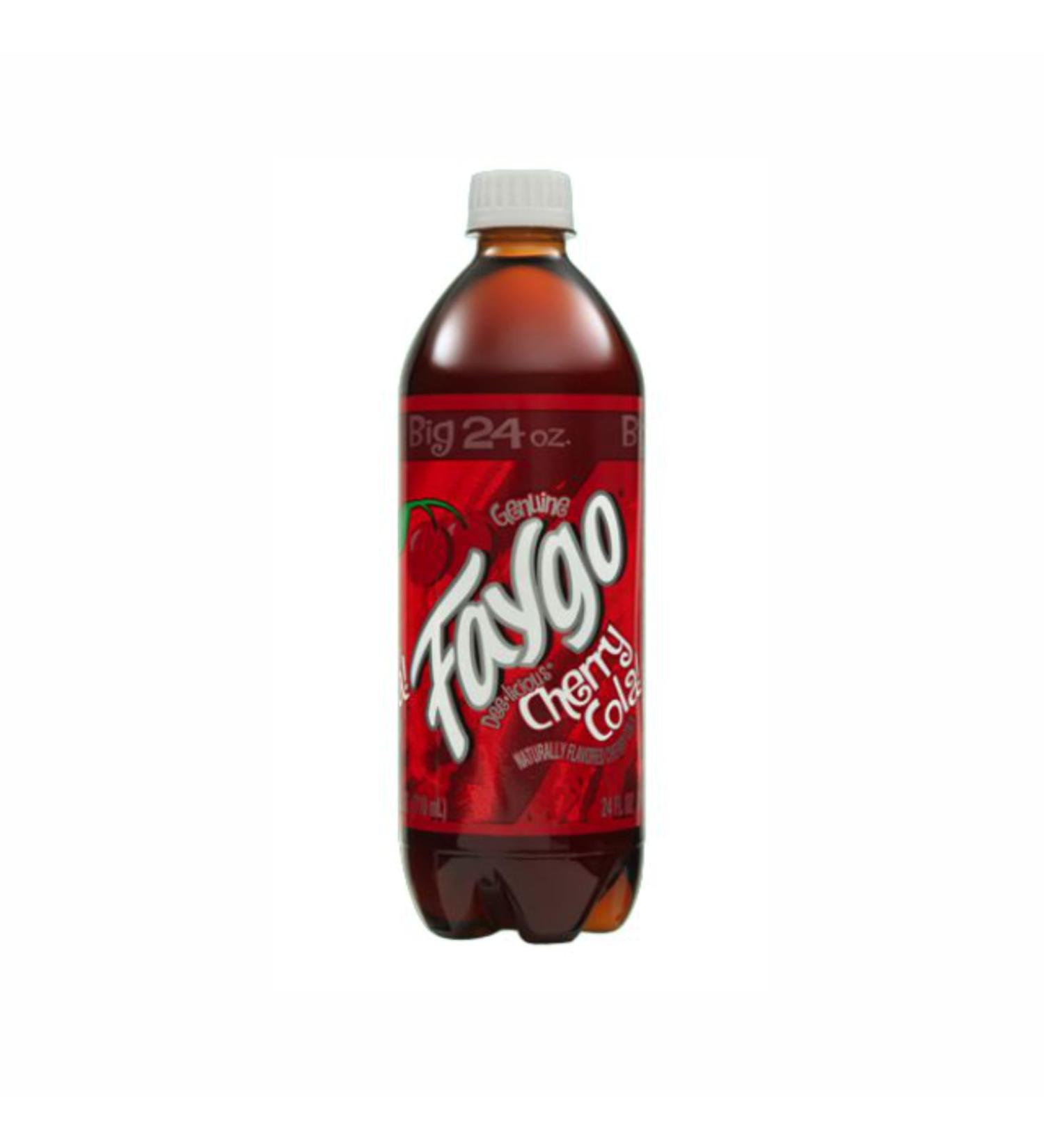 Faygo Soda Cherry Cola 710 ml x 24 bottles Great Flavor Made with Natural Ingredients No Artificial Colors Flavors or Preservatives Caffeine-Free Gluten-Free
