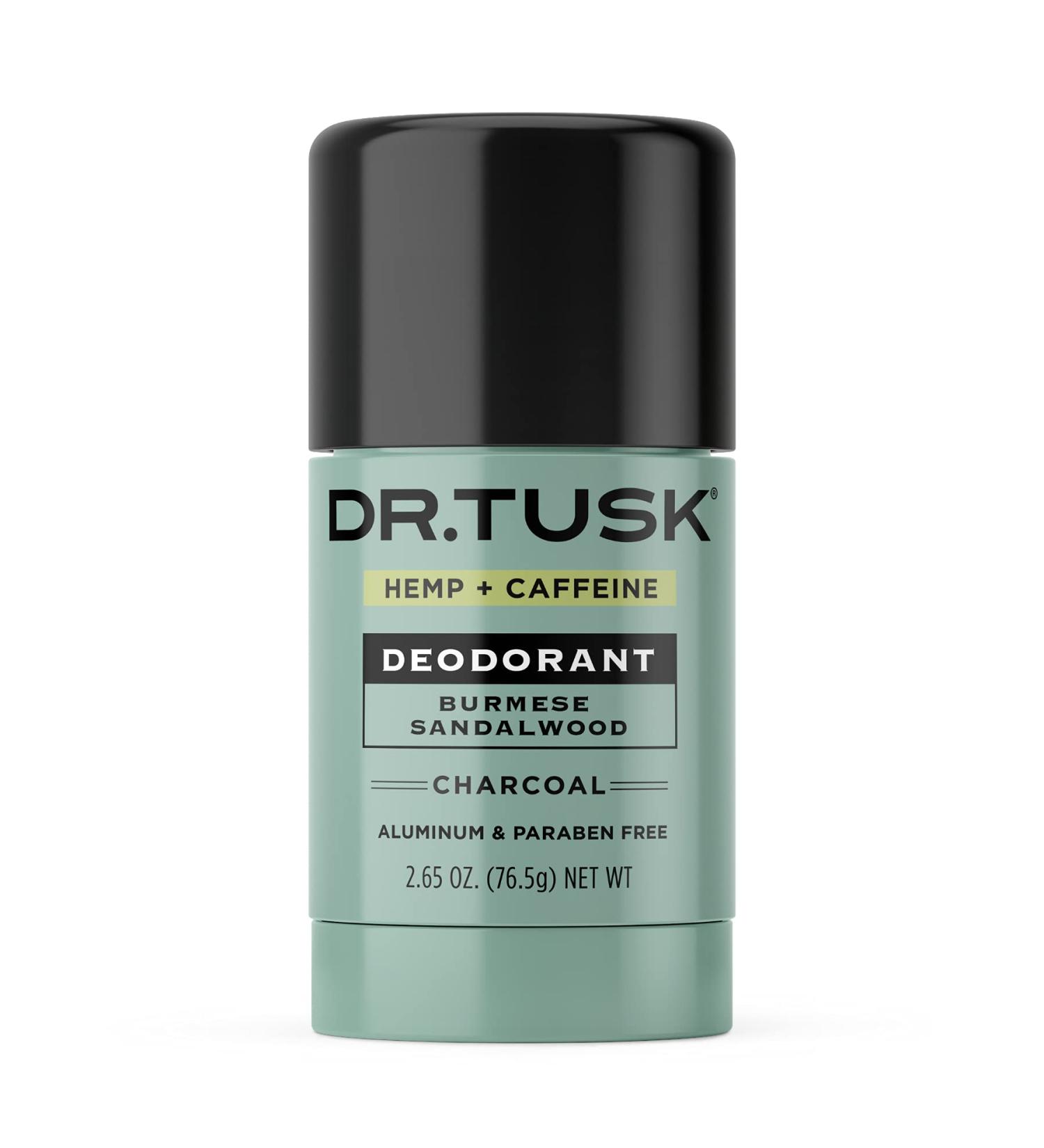DR.TUSK Mens Deodorant | Hempseed Oil, Caffeine & Charcoal | Burmese Sandalwood | 2.65oz - Buy Online on GoSupps.com