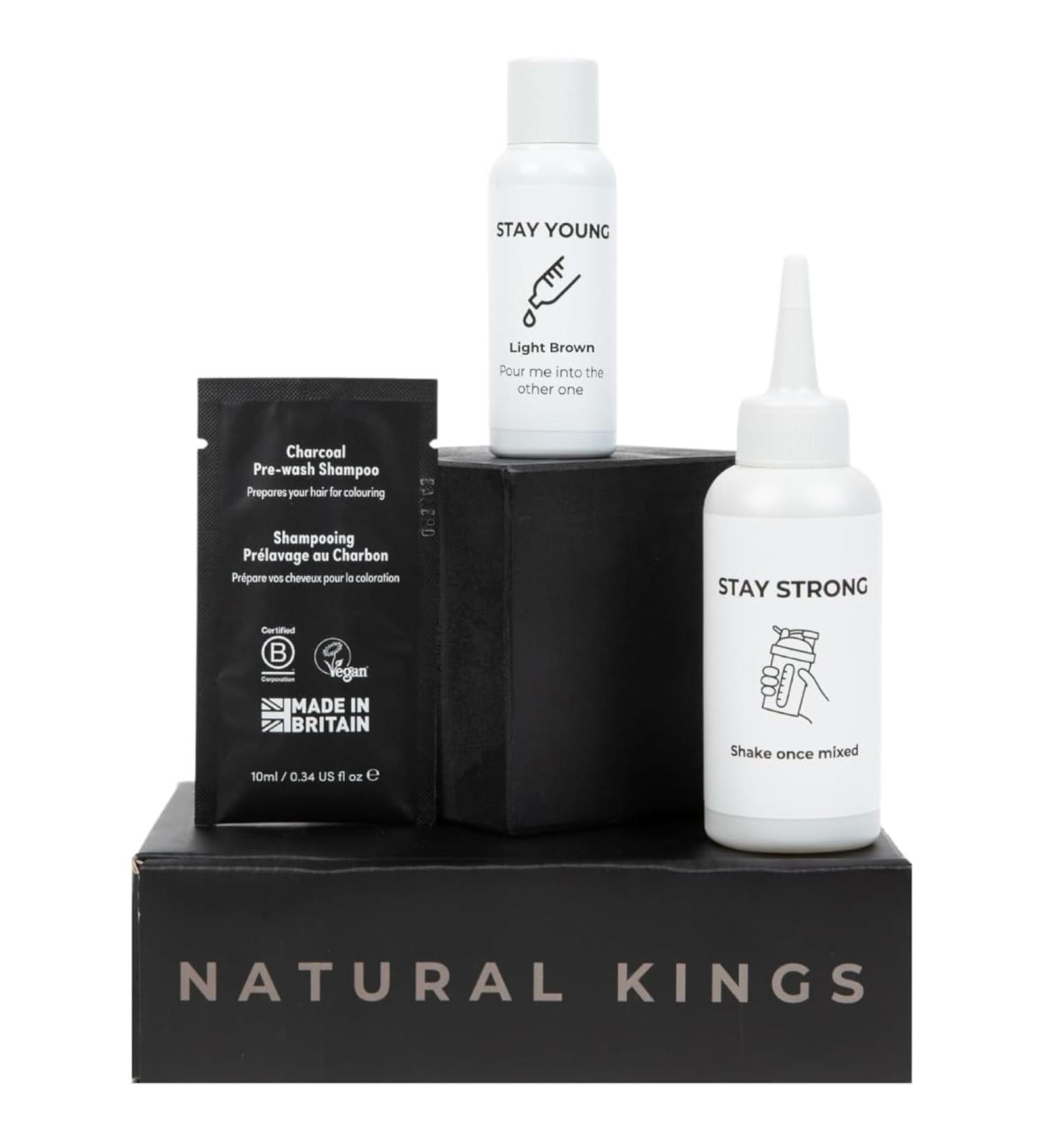 Men's Light Brown Hair Dye - Root Touch Up Color | Easy Application Long-Lasting Gray Coverage & Pre-Wash Shampoo - 3.74 Fl Oz - Buy Online on GoSupps.com