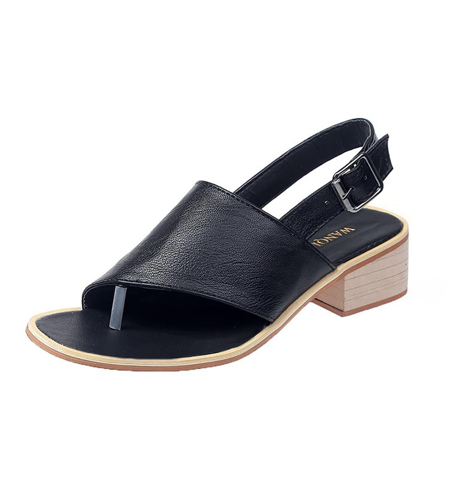 Summer Women's Orthopedic Sandals - Casual Flat Non-Slip Bunion Shoes with Buckle Strap for Plantar Fasciitis - 24cm Black - Buy Online on GoSupps.com