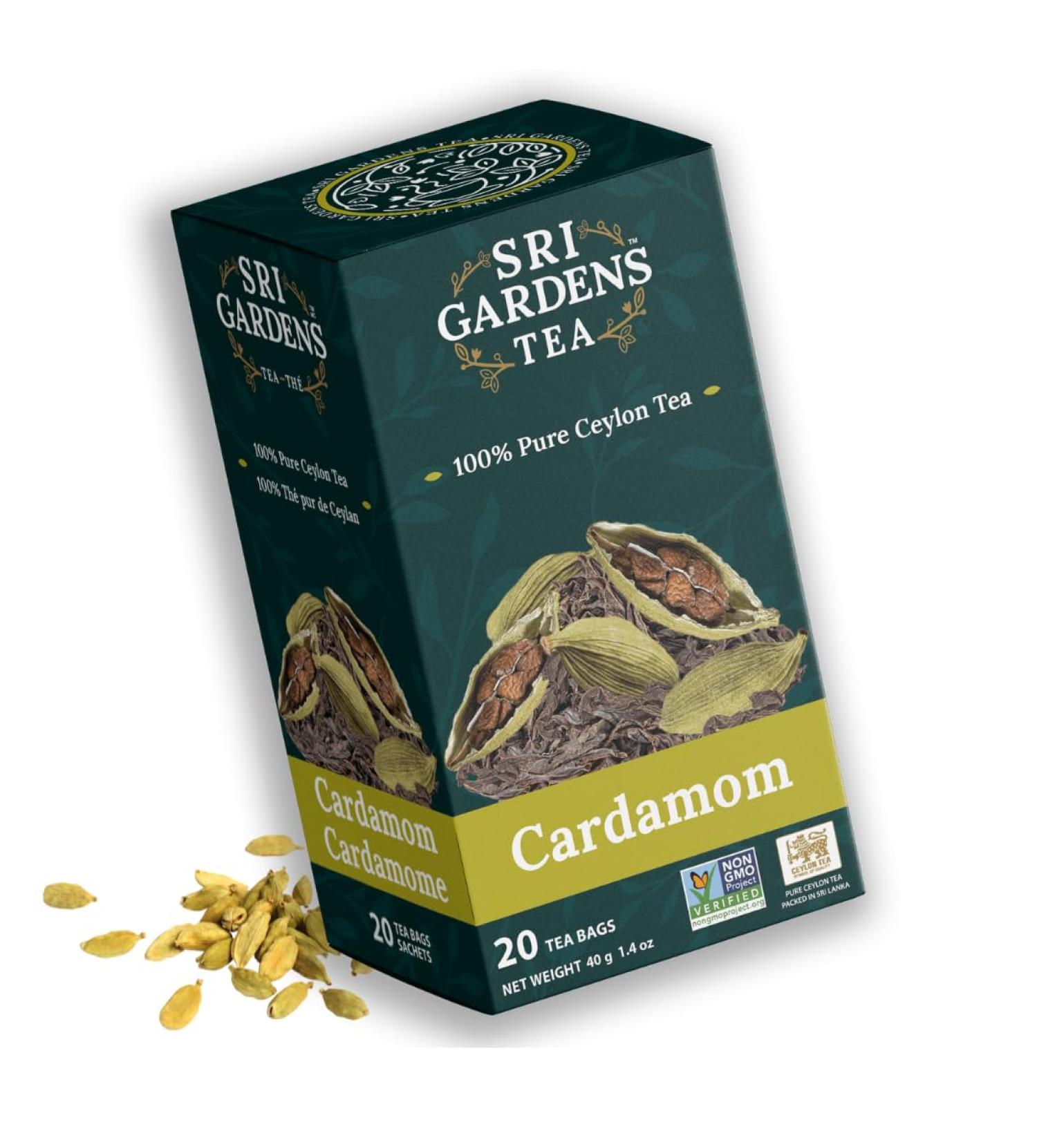 Sri Gardens Cardamom Black Tea 20 Tea Sachets 40g - Buy Online on GoSupps.com