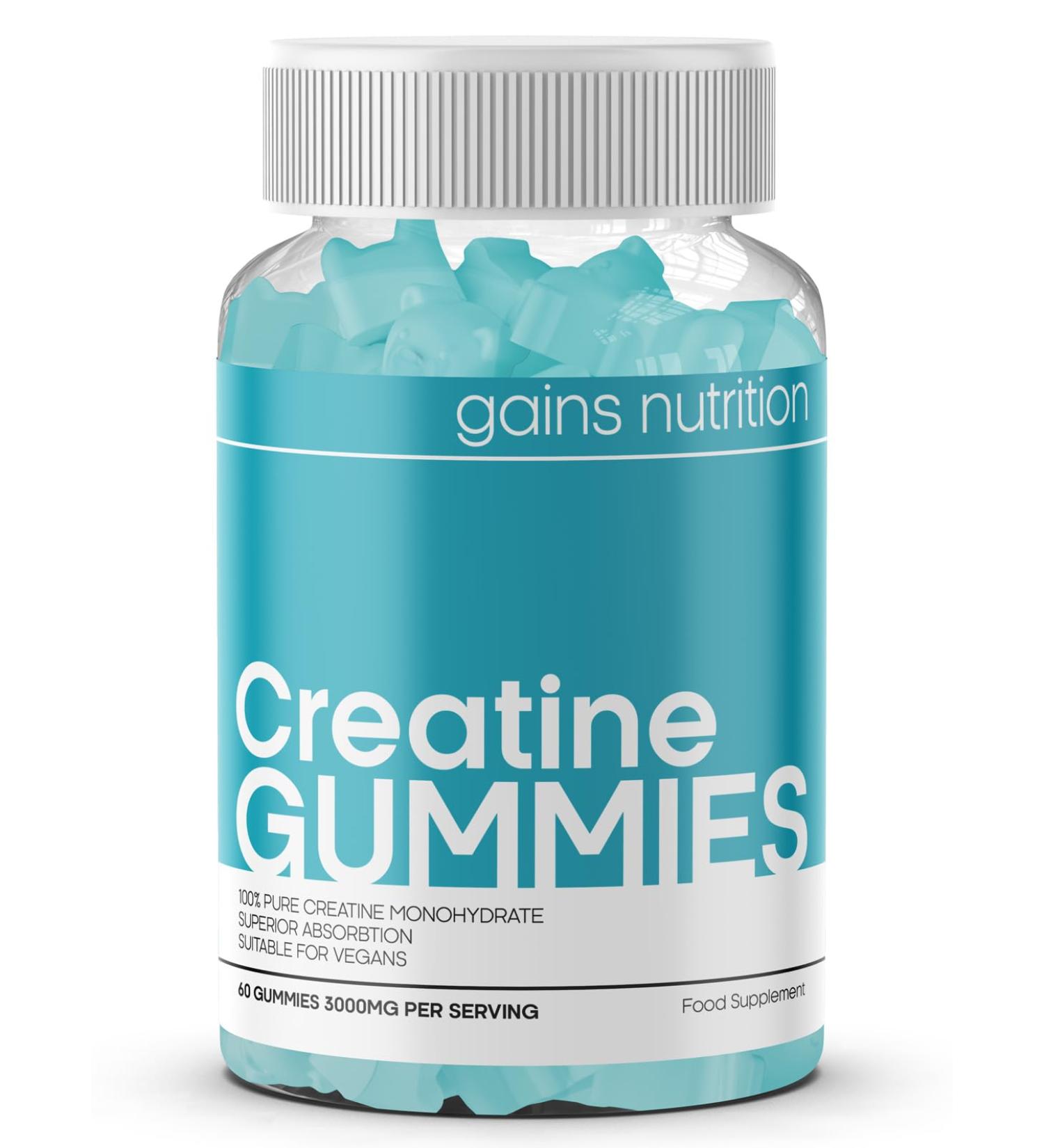 Creatine Gummies: 3000mg Monohydrate for Men & Women - 60 Chewables - Vegan & Natural Berry Flavor - Buy Online on GoSupps.com