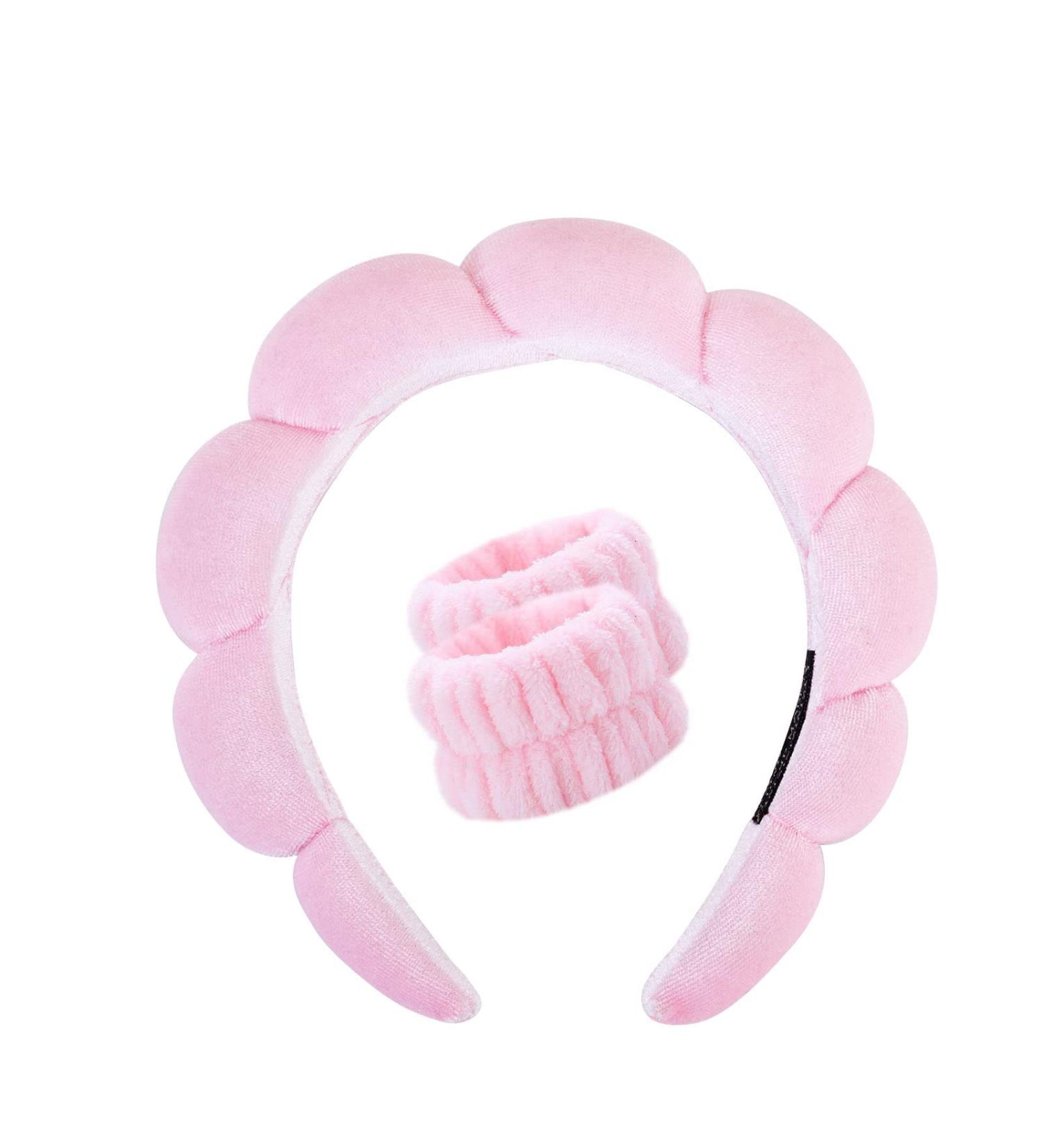 CYJUNMA Spa Headband for Women - Pink Skincare Makeup Removal and Yoga Headband Set - Buy Online on GoSupps.com