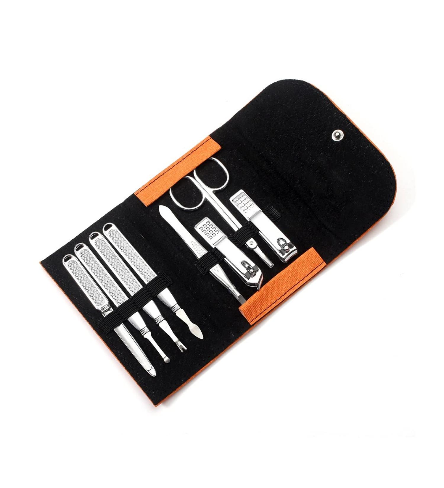 Nail Clippers Set Manicure Pedicure Personal Care Set Built in Nail File Man Portable 8 Piece Orange Travel Travel - Buy Online on GoSupps.com