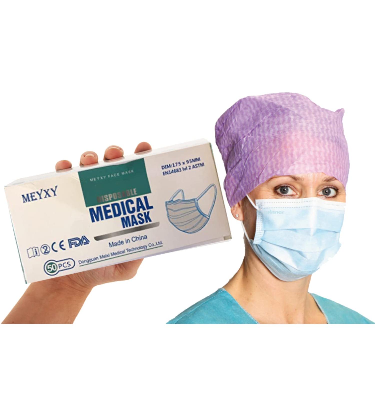 Meyxy ASTM Level 2 Blue Disposable Adult Face Mask 50 PCS - High Filtration, Ventilated, Ear-Loop 3-Layer Design - EN14683 Qualified - 50 Count Pack - Promotional Offer by EBAT - Buy Online on GoSupps.com