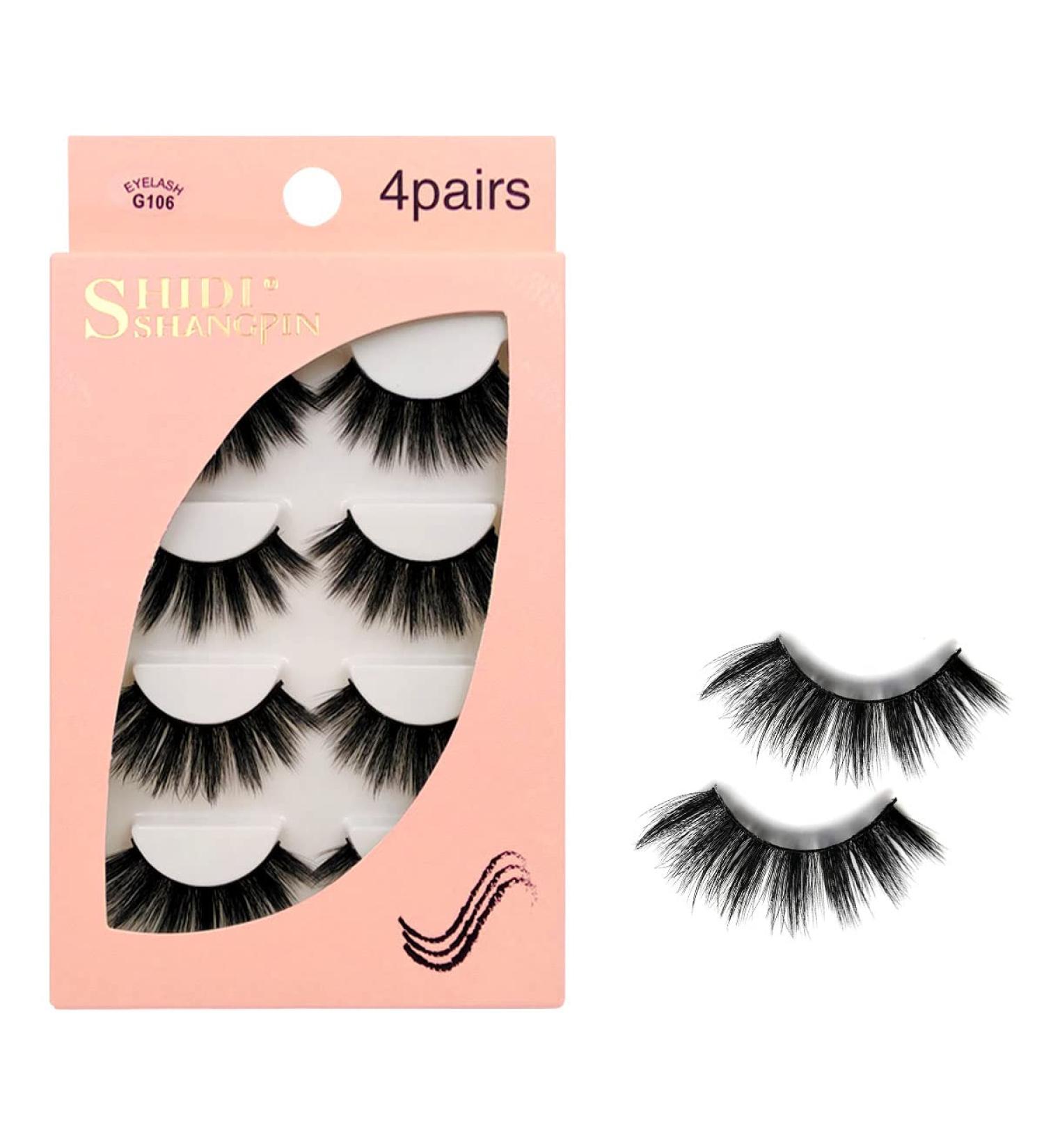 Jagowa 4 Pairs False Eye Lashes Reusable Face Eyelashes Thick Fluffy Mink Eyelashes Hand-Made Reusable Natural Look Long Eye Lashes For Makeup - Buy Online on GoSupps.com