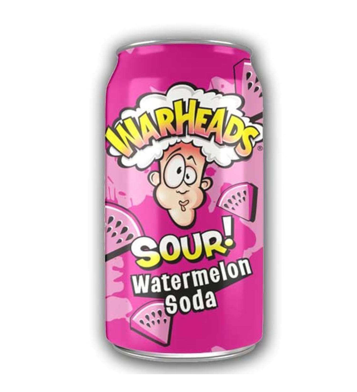 Nassau Candy Warheads Sour! Watermelon Flavoured Soda 355ml (Pack of 12) - Buy Online on GoSupps.com