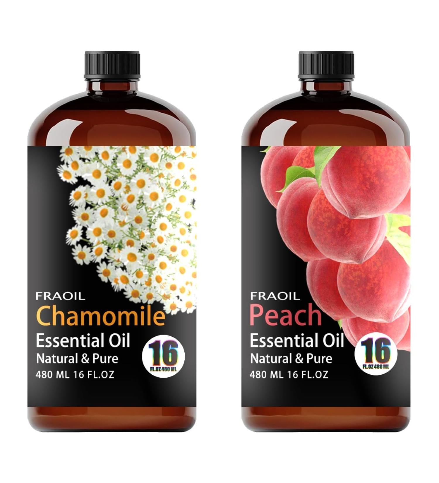 Chamomile Essential Oil 16 Fl Oz and Peach Essential Oil 16 Fl Oz for Diffuser Humidifier Yoga Cleaning DIY Candle Soap Making Perfume Gift for Essential Oils - Buy Online on GoSupps.com