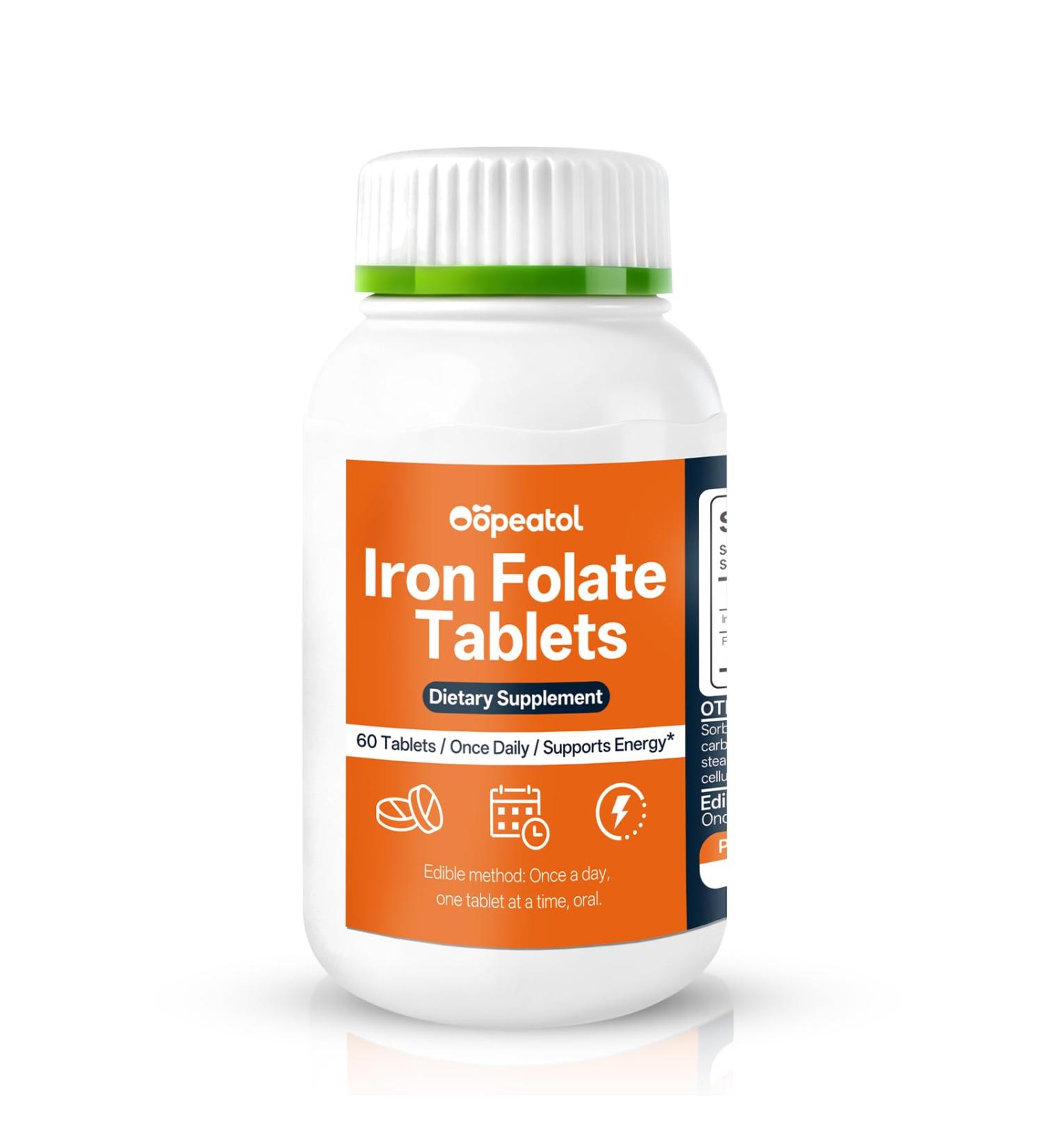 Iron and Folic Acid Supplements for Women & Men | Supports Healthy Levels & Red Blood Cell Production | Gentle Elemental Composition 400mcg Folic Acid | 60 Tablets - Buy Online on GoSupps.com