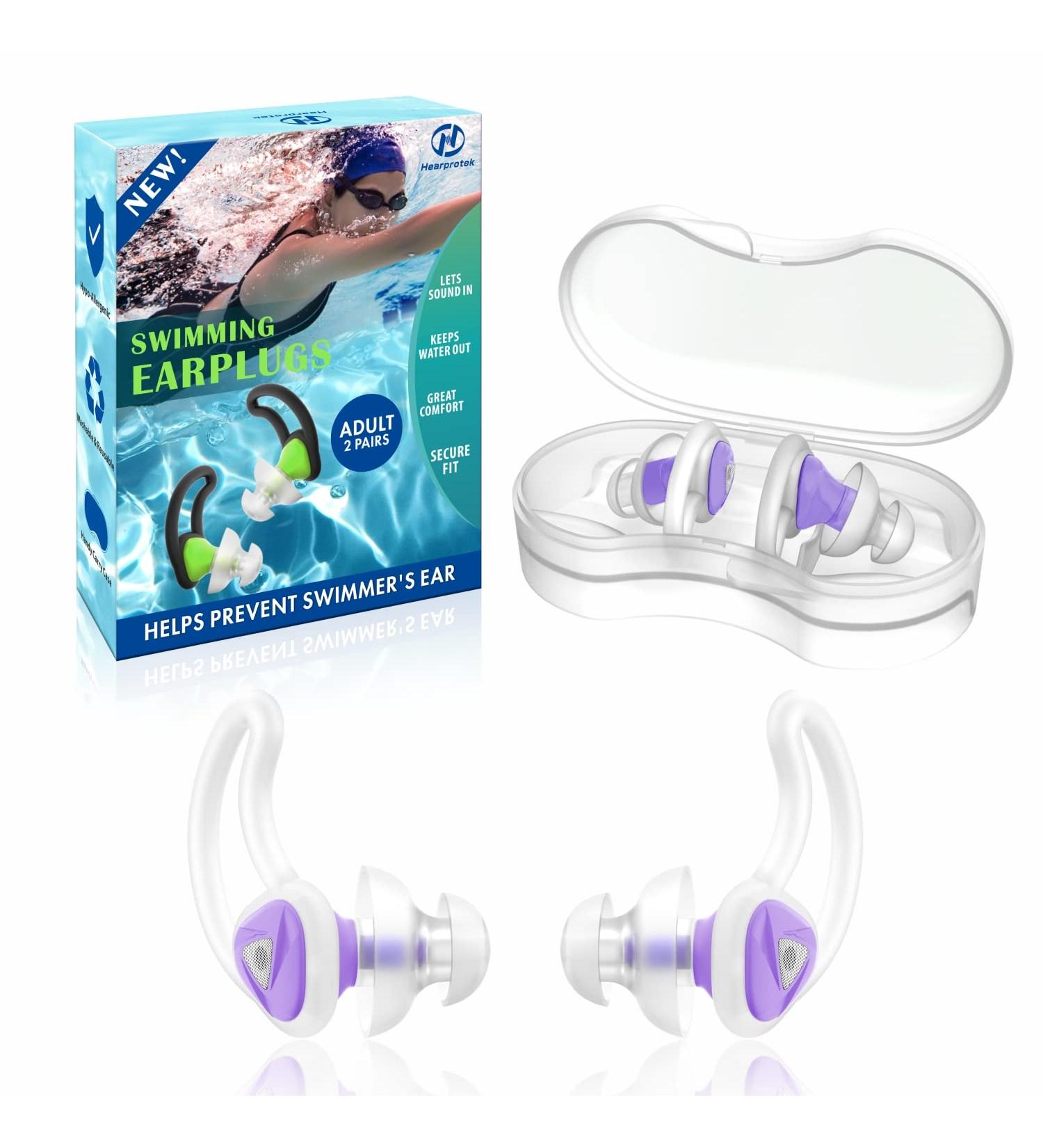Hearprotek 2 Pairs Custom-Fit Swimmer Ear Plugs for Adults - Purple | Water Protection for Swimming, Showering, and Water Sports - Buy Online on GoSupps.com