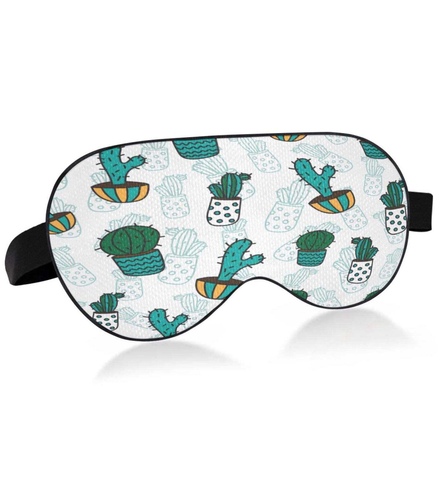 WELLDAY Cartoon Cactus Sleep Mask - Adjustable Night Eye Shade for Men and Women - Buy Online on GoSupps.com