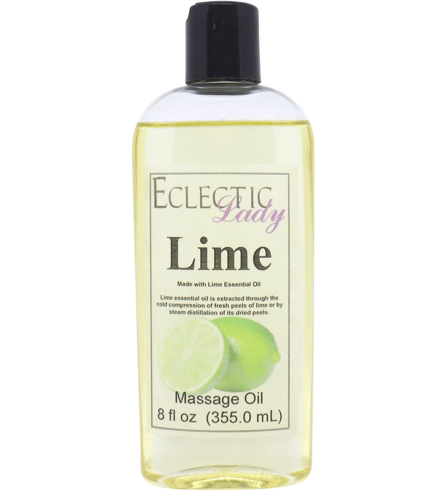 All Natural Lime Massage Oil - 100% Natural Ingredients Relaxing Scent for Men & Women - 8 oz Sweet Almond & Jojoba Oil - Buy Online on GoSupps.com
