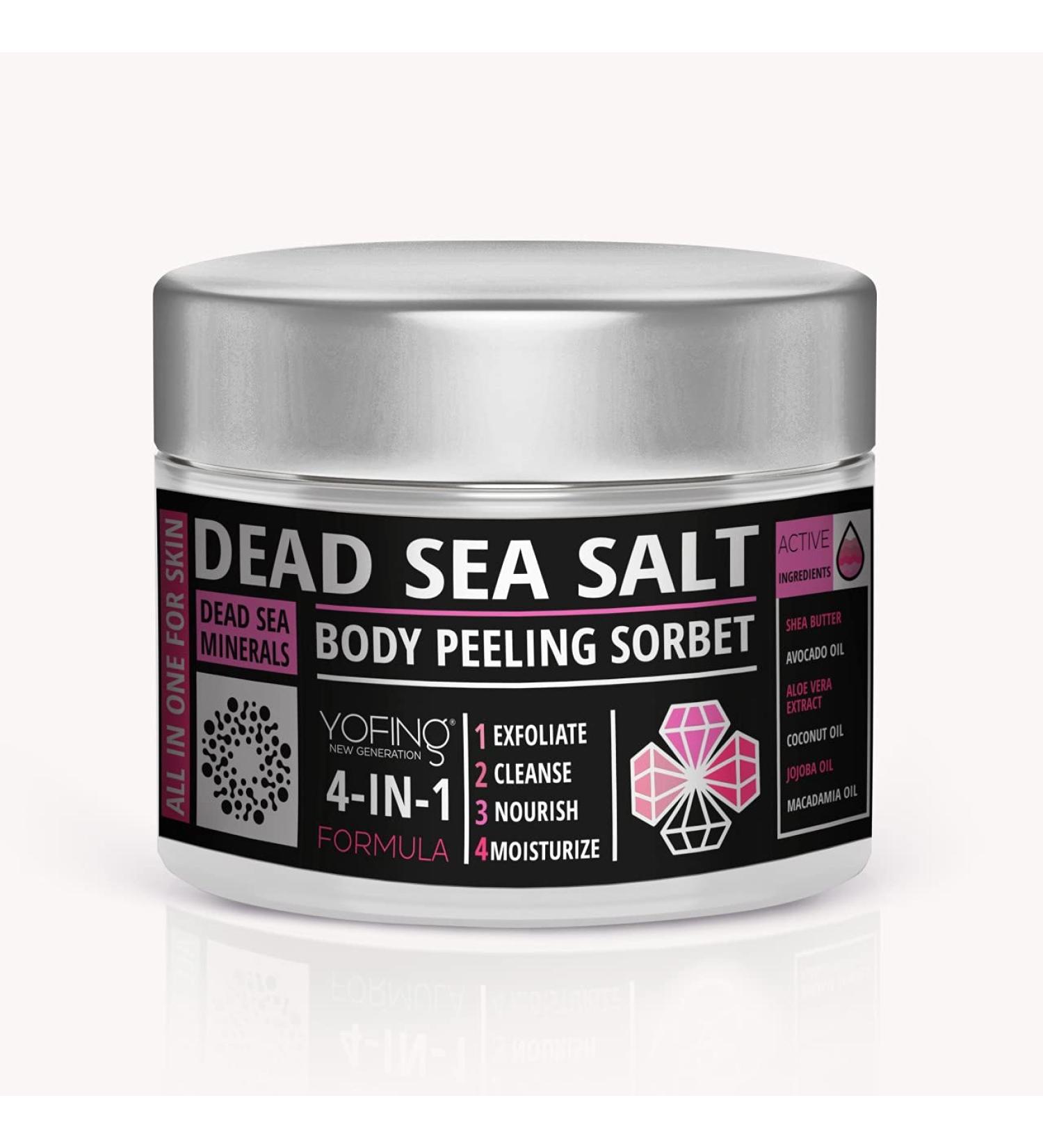 Dead Sea Salt Body Scrub Peeling Sorbet with Aloe Vera & Avocado Oil | Exfoliating Skin Renewing Treatment - Buy Online on GoSupps.com