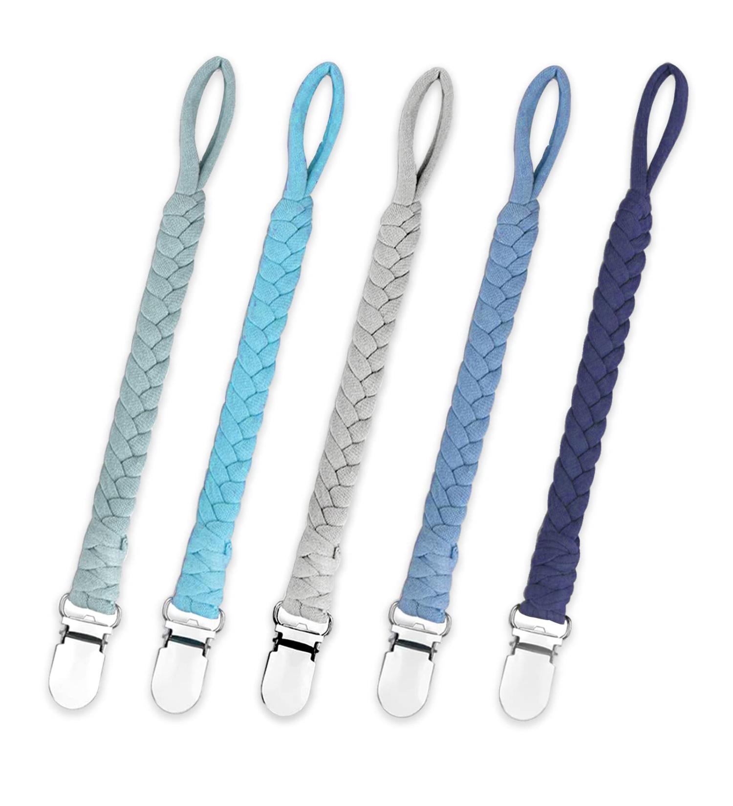 Duludulu Handmade Braided Pacifier Clip for Boys & Girls - Teething Strap & Binky Holder - Smoother Mam Clip - Perfect Baby Shower Gift - Blue - Buy Online on GoSupps.com