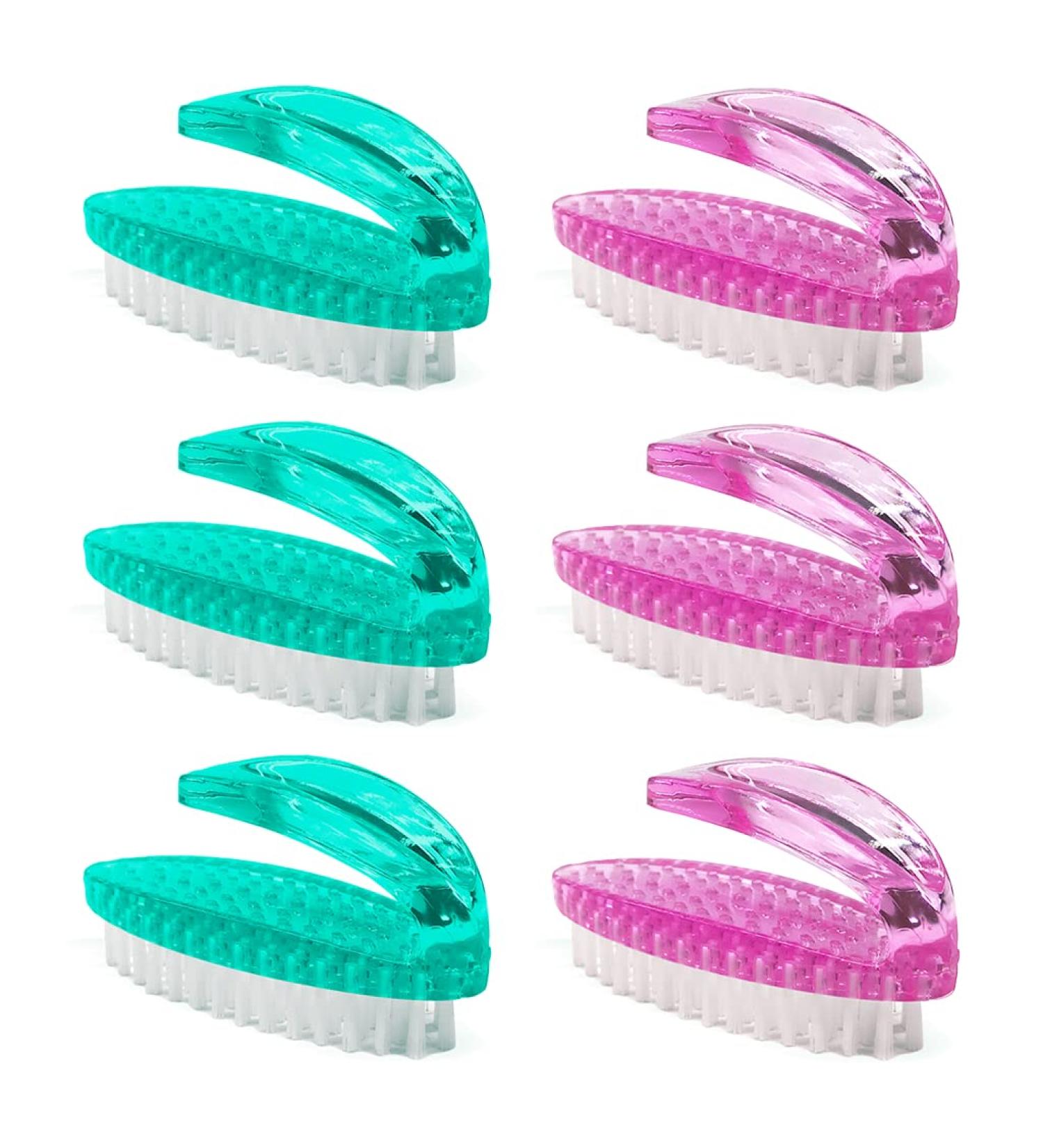AMERWASH PLUS Nail Brush with Handle - Stiff Bristles for Fingernail Cleaning - 6 Pack Pink & Green Brushes - Buy Online on GoSupps.com