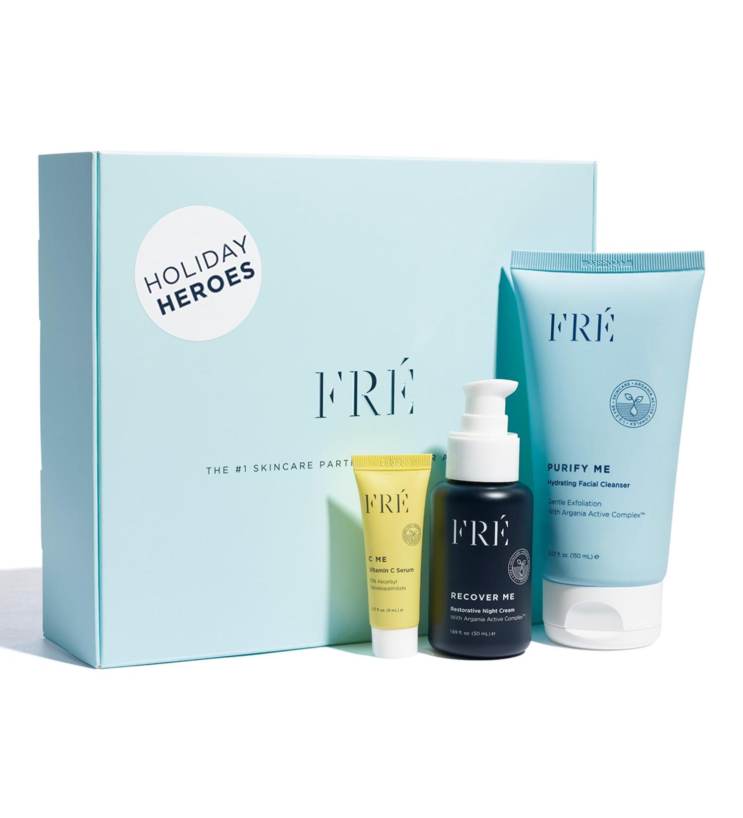 FRE Holiday Skin Care Gift Box Set - Gentle Cleanser Restorative Night Cream & Vitamin C Serum for Fine Lines & Wrinkles - Perfect International Gift - Buy Online on GoSupps.com