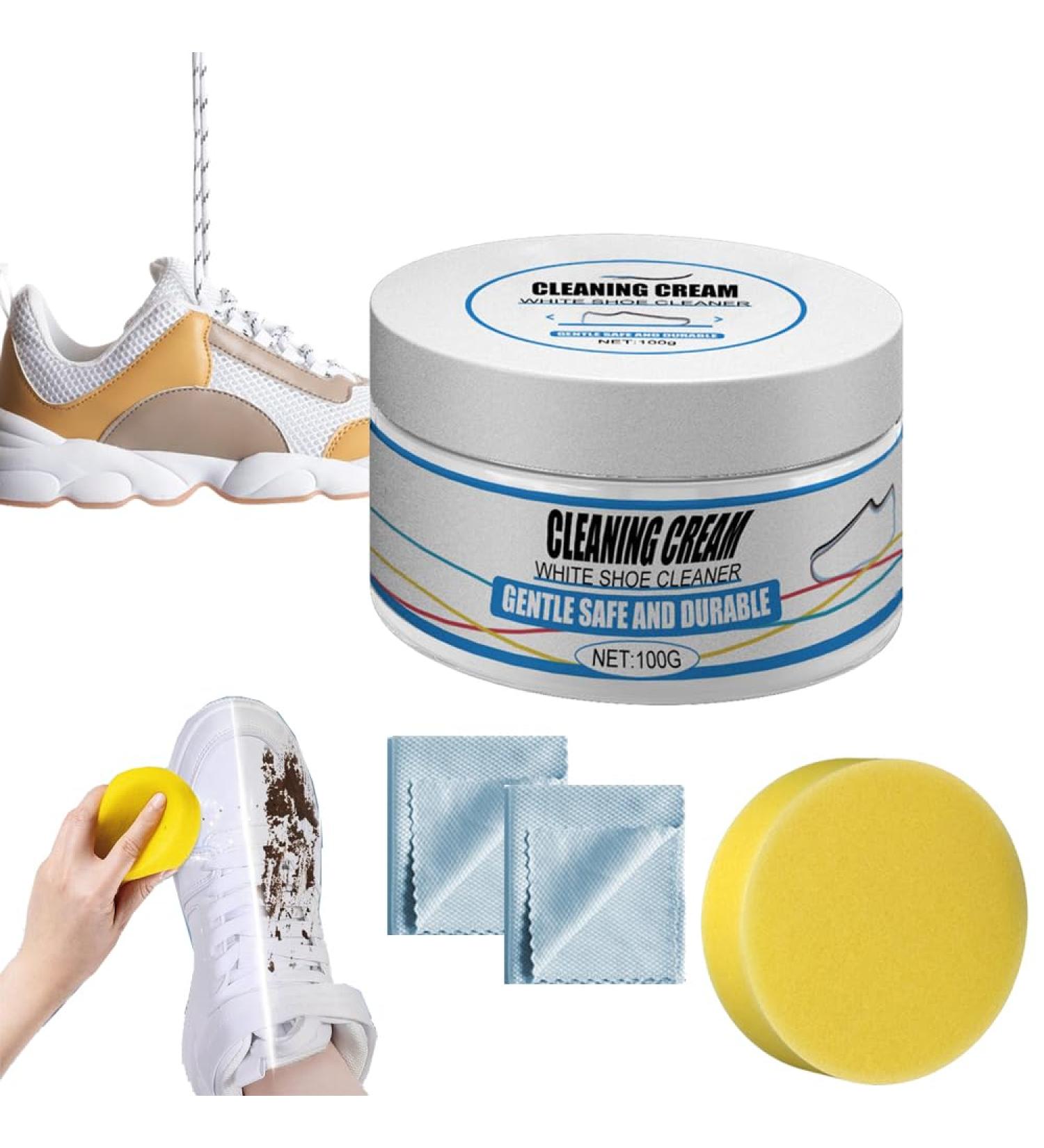 Shinerme Shoe Cleaner White Shoe Cleaning Cream Exetucation Shoe Cleaner White Trainer Cleaner Shoe Whitener for Trainers Multi-functional Cleaning and Stain Removal Cream (1SET) - Buy Online on GoSupps.com