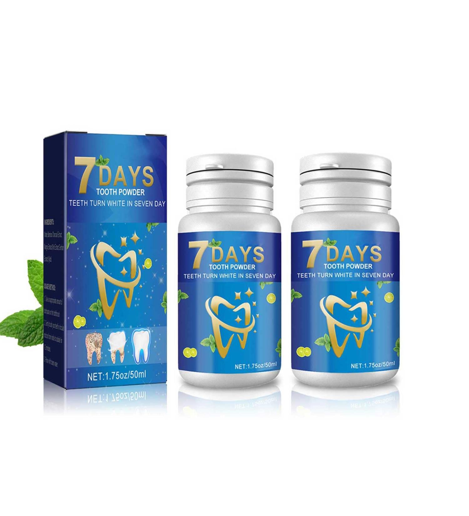 7 Days Tooth Cleaning Powder Tooth Whitening Effective Remover Stains from Coffee Baking Soda Tooth Powder Teeth Whitening Powder for Sensitive Teeth Mint Refreshing (2PCS) - Buy Online on GoSupps.com