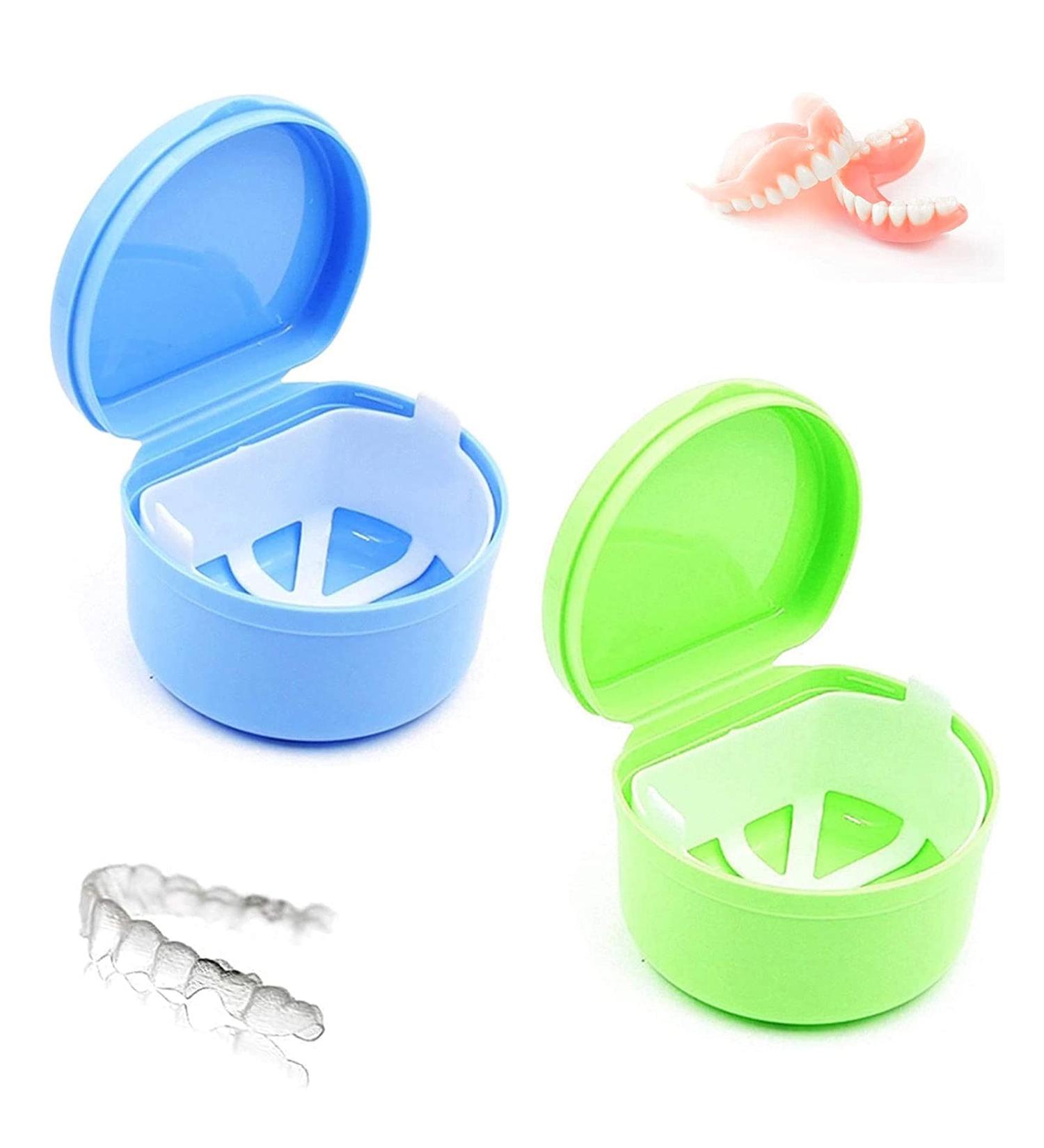Buy 2-Piece Denture Box Set | False Teeth Storage | Dental Orthodontic Mouthpiece Case (Green & Blue) - Buy Online on GoSupps.com