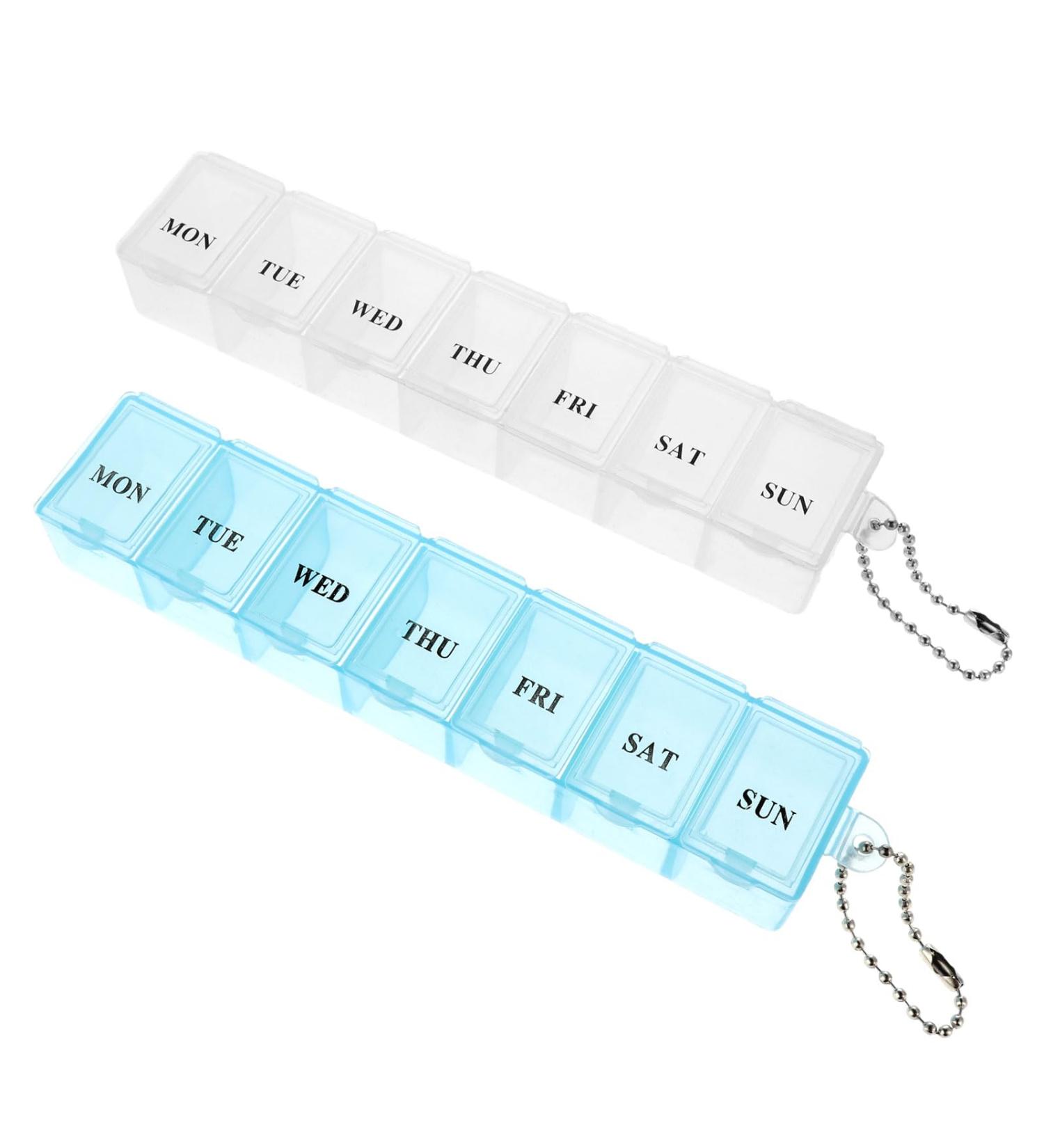 Tablet box 7 days pill box Small weekly box tablet dose portable daily media box pill box tablets organizer for vitamin fish oil tablets medication and additions 2 - 7 days