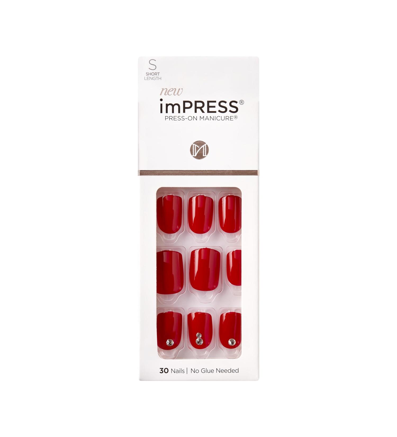 KISS imPRESS Kill Heels Short Square Press-On Manicure with PureFit Technology - 30 Fake Nails (Small Assortment) - Buy Online on GoSupps.com